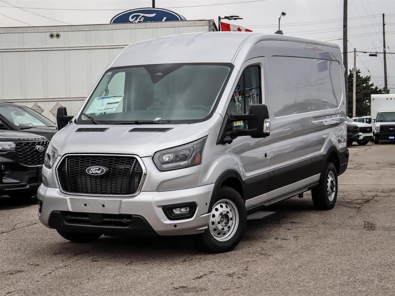 <p>Introducing the 2026 Ford Transit Cargo Van, a striking vehicle in a captivating shade of silver, equipped with a robust AWD drivetrain for exceptional handling on all surfaces. This commercial marvel is engineered to meet the diverse needs of businesses requiring reliable transportation solutions.</p><p>The exterior design showcases Ingot Silver Metallic paint complemented by a body-coloured front bumper and Black High-Intensity Discharge (HID) headlamps with LED signature surround for enhanced visibility. The silver hue is further enhanced by extended length running boards and a 253-degree rear door opening for complete accessibility. Step inside, and you'll find a practical interior adorned in Dark Palazzo Grey, featuring comfortable cloth bucket seats with armrests and a large centre console providing ample storage solutions and convenience through integrated cup holders and an additional compartment.</p><p>Stay ahead of technology with the Ford Co-Pilot360 Assist 2.0, featuring HD Radio, 360-degree camera, connected navigation, and the Blind Spot Information System with Cross Traffic Alert for unparalleled safety. This new Transit comes prepared with advanced driver assistance features like Adaptive Cruise Control with Lane Centering, Front Fog Lamps, and Parking Sensors that ensure confidence behind the wheel. Meanwhile, the Transits integrated smart device connectivity and the convenience of a Wi-Fi hotspot keep you connected on the go. Benefit from comprehensive full rear compartment LED lighting, ideal for cargo management regardless of the time of day.</p><p>Perfect for business owners and fleet managers seeking a versatile and efficient vehicle to support their daily operations. Call Summit Ford today to learn how the 2026 Ford Transit Cargo Van can fit seamlessly into your business plan.</p>