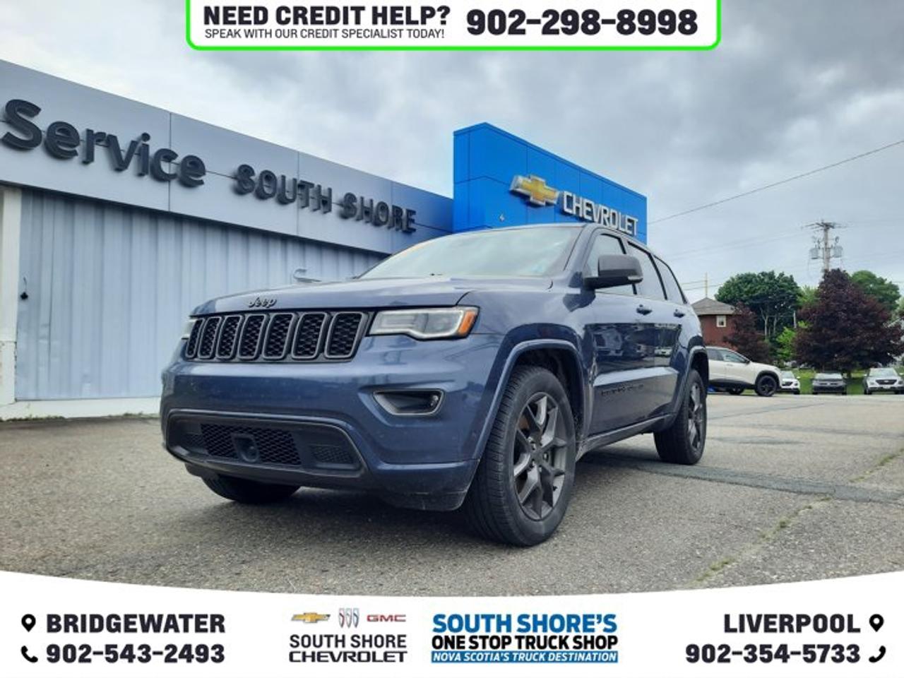 Recent Arrival! Pacific Blue Clearcoat 2021 Jeep Grand Cherokee 80th Anniversary Edition For Sale, Bridgewater 4WD 8-Speed Automatic Pentastar 3.6L V6 VVT Clean Car Fax, 4WD, 4 & 7-Pin Wiring Harness, 506 Watt Amplifier, 80th Anniversary Badge, 80th Anniversary Edition, 80th Anniversary Luxury Group, 9 Alpine Speakers w/Subwoofer, ABS brakes, Accent/Body Colour Front Fascia, Active Noise Control System, Adaptive Cruise Control w/Stop, Advanced Brake Assist, Air Conditioning, Alloy wheels, Automatic High-Beam Headlamp Control, Automatic temperature control, Berber Floor Mats w/80th Anniversary Tag, Bi-Xenon High-Intensity Discharge Headlamps, Black Roof Moulding, Body Colour Shark Fin Antenna, Body-Colour Claddings, Body-Colour Door Handles, Brake assist, Class IV Hitch Receiver, CommandView Dual-Pane Sunroof, Compass, Dark Day Light Opening Mouldings, Dark Finish Headlamp Bezel, Dark Lens Taillamps, Delete Limited Badge, Driver door bin, Dual front side impact airbags, Electronic Stability Control, Emergency communication system: SiriusXM Guardian, Forward Collision Warning w/Active Braking, Front fog lights, Granite Crystal Exterior Accents, Granite Crystal Exterior Badging, Granite Crystal Mirror Caps, Granite Crystal/Black Grille, Heated 2nd Row Seats, Heated front seats, Heavy-Duty Engine Cooling, Knee airbag, Lane Departure Warn/Lane Keep Assist, Leather Faced Bucket Seats, LED Daytime Running Lights, LED Fog Lamps, Light Tungsten Accent Stitching, Navigation System, Occupant sensing airbag, Parallel & Perpendicular Park Assist, ParkView Rear Back-Up Camera, Piano Black/Anodize Gunmetal Interior Accents, Power driver seat, Power steering, Power Sunroof, Power Tilt/Telescoping Steering Column, Power windows, Premium Lighting Group, Quick Order Package 2BK 80th Anniversary Edition, Rain-Sensing Windshield Wipers, Rear Accent/Body Colour Fascia, Rear Load-Levelling Suspension, Remote keyless entry, Security system, Speed-Sensitive Wipers, Split folding rear seat, Tachometer, Telescoping steering wheel, Tilt steering wheel, Trailer Tow Group IV, Variably intermittent wipers, Ventilated Front Seats, Voltmeter, Wheels: 20 x 8.0 Granite Crystal Aluminum.