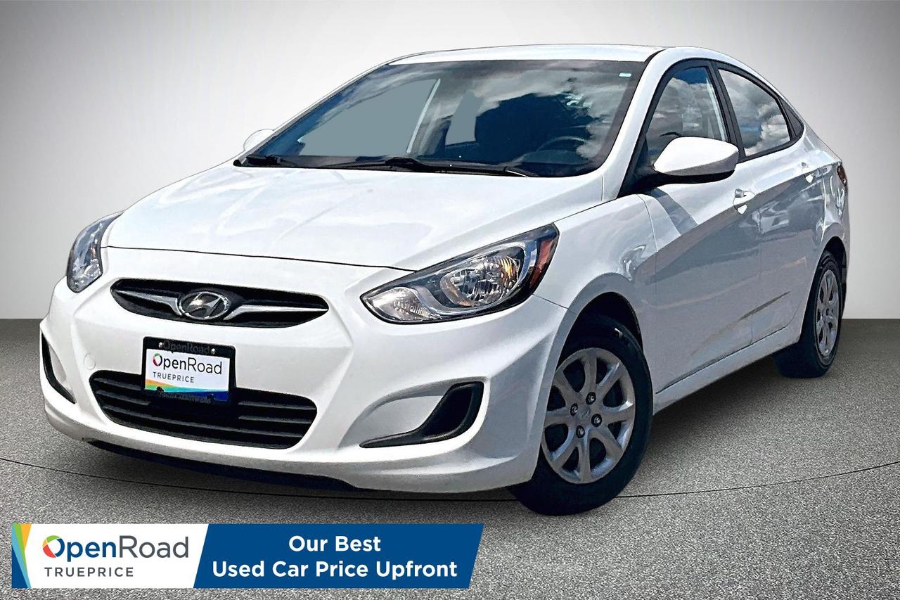 Well maintained 2014 Hyundai Accent L with a smooth automatic transmission. This compact sedan offers excellent fuel economy, easy maneuverability, and affordable ownership, making it a great choice for commuting, first time drivers, or anyone looking for reliable transportation. The spacious interior provides comfortable seating and practical cargo space, while its dependable performance and low operating costs make it an ideal everyday vehicle. This Accent is waiting for you so come in today and experience it with a test drive! Drive away with confidence from OpenRoad Toyota Abbotsford! Get our TruePrice upfront with no haggling and no hassle. Every OpenRoad Certified vehicle is fully inspected and backed by a Carfax history report. Visit us today at 30210 Automall Drive in Abbotsford or call now to book your test drive and get behind the wheel!   List Price subject to $595 Documentation Fee, $499 Lease/Finance Fee, and applicable taxes. VSA Dealer #40643