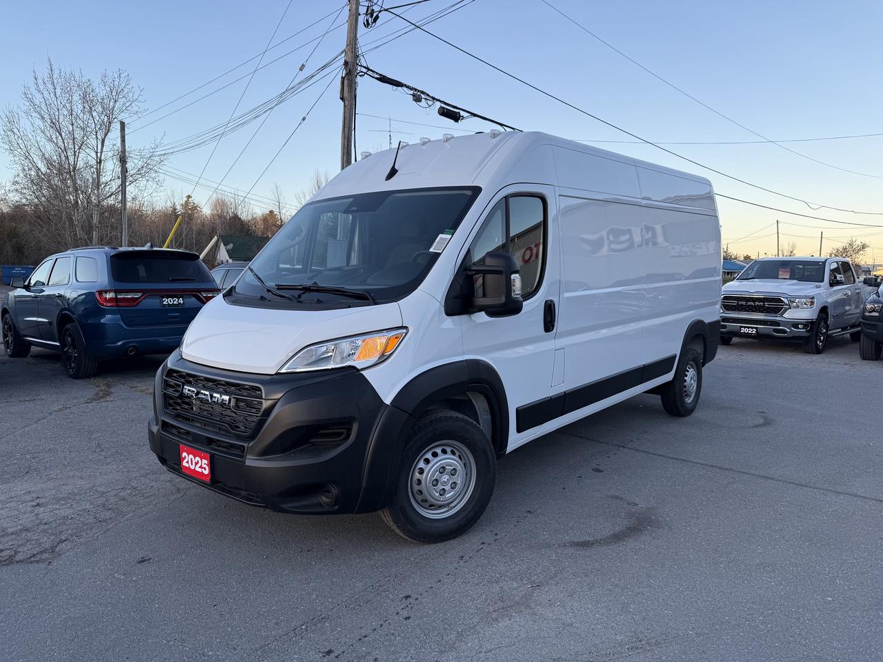2025 RAM 2500 PROMASTER CARGO VAN 136" WB HIGH ROOF.  3.6L PENTASTAR ENGINE WITH 9 SPEED AUTO TRANSMISSION.  7" SCREEN WITH APPLE CARPLAY OR ANDROID AUTO, BACK UP CAMERA, HEATED SEATS & STEERING WHEEL, HEATED WINDSHIELD, ADAPTIVE CRUISE CONTROL, AUTO HIGH BEAM HEADLAMP CONTROL, CARGO AREA LED LIGHTING, SIDE WALL PANELING - LOWER, FULL SPEED FORWARD COLLISION WARNING PLUS, PEDESTRIAN/CYCLIST EMERGENCY BRAKING, DROWSY DRIVER DETECTION, TRAFFIC SIGN RECOGNITION, XM RADIO, BRAKE ASSIST, HEAVY DUTY SUSPENSION, POWER WINDOWS, & MORE!  ONLY HST EXTRA.