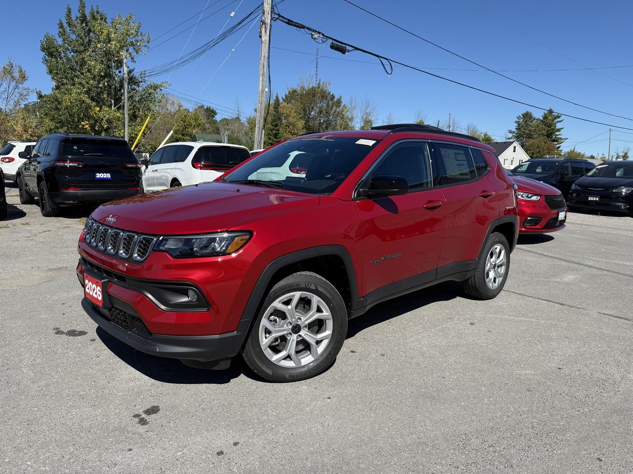 2026 JEEP COMPASS NORTH 4X4.  2L TURBO ENGINE WITH 8 SPEED AUTO TRANSMISSION.  8.4" SCREEN WITH APPLE CARPLAY OR ANDROID AUTO, PREMIUM CLOTH HEATED SEATS & HEATED STEERING WHEEL, REMOTE START, AUTO HIGH BEAM CONTROL, FORWARD COLLISION WARNING PLUS, PEDESTRIAN/CYCLIST EMERGENCY BRAKING, ACTIVE LANE MANAGEMENT SYSTEM, BLIND SPOT MONITOR WITH REAR CROSS PATH DETECTION, DROWSY DRIVER DETECTION, & MORE!  ONLY HST EXTRA.