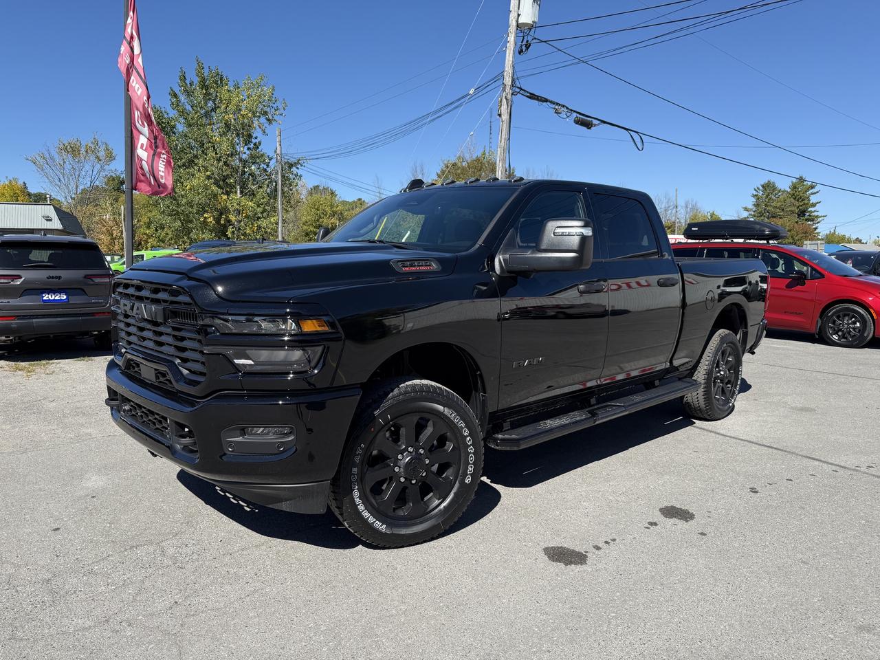 2026 RAM 3500 BIG HORN CREW CAB 4X4.  6.4L HEMI ENGINE WITH 8 SPEED AUTO TRANSMISSION.  12 SCREEN WITH NAVIGATION, 5TH WHEEL & GOOSENECK PREP GROUP, PREMIUM CLOTH HEATED SEATS & STEERING WHEEL, WHEEL TO WHEEL SIDE STEPS, REMOTE START, POWER DRIVER SEAT, DUAL WIRELESS CHARGING PADS, CENTRE STOP LAMP WITH CARGO VIEW CAMERA, POWER TELESCOPING SIDE MIRRORS, REAR POWER SLIDING WINDOW, DUAL ZONE CLIMATE CONTROL, AUTO HIGH BEAMS, RAIN SENDING WINDSHIELD WIPERS, TRAFFIC SIGN RECOGNITION, ACTIVE LANE MANAGEMENT, FORWARD COLLISION WARNING PLUS, ADAPTIVE CRUISE CONTROL, PEDESTRIAN/CYCLIST EMERGENCY BRAKING, FRONT & REAR PARK ASSIST, MOPAR ALL WEATHER FLOOR MATS, CLEARANCE LAMPS, & MORE!  ONLY HST EXTRA.