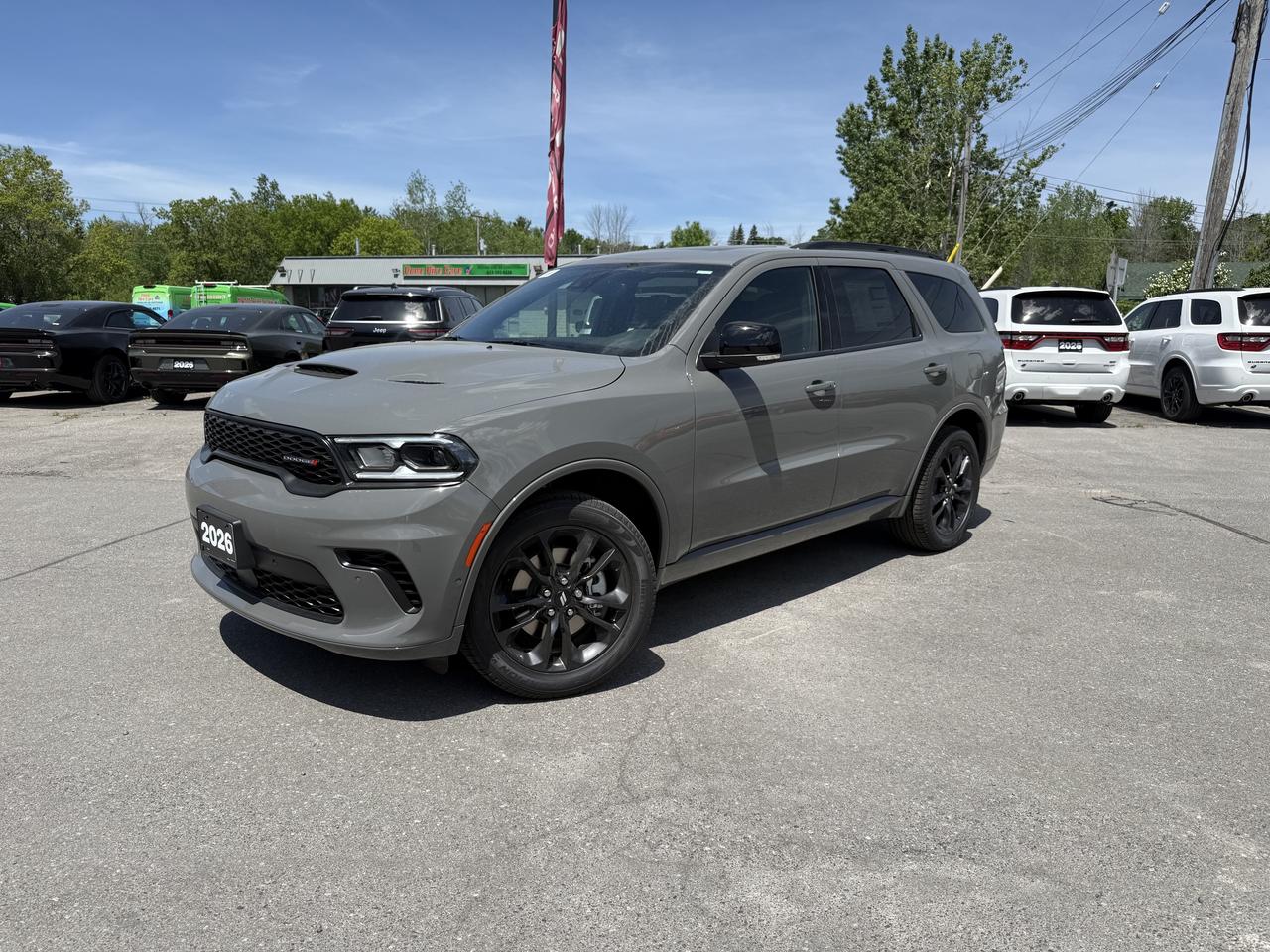2026 DODGE DURANGO GT PLUS AWD.  3.6L PENTASTAR ENGINE WITH 8 SPEED AUTO TRANSMISSION.  10.1" SCREEN WITH NAVIGATION, HARMON KARDON SOUND SYSTEM, TRAILER BRAKE CONTROLLER, POWER DRIVER & PASSENGER SEATS WITH MEMORY SETTINGS, HEATED & COOLED SEATS, POWER LIFTGATE, HEATED STEERING WHEEL, REMOTE START, 2ND ROW HEATED SEATS, WIRELESS CHARGING PAD, BLACKTOP PACKAGE, BLIND SPOT MONITOR WITH TRAILER DETECTION, FRONT & REAR PARK ASSIST, LANE DEPARTURE WARNING, FORWARD COLLISION WARNING PLUS, ADVANCED BRAKE ASSIST, RAIN SENSING WINDSHIELD WIPERS, AUTO HIGH BEAM CONTROL, & MORE!  ONLY HST EXTRA.