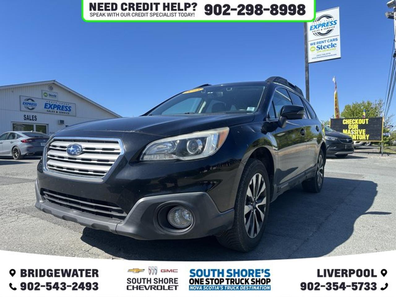 Awards: * 2015 IIHS Top Safety Pick+, Top Safety Pick+ * ALG Residual Value Awards, Residual Value Awards * 2015 KBB.com Brand Image Awards * 2015 KBB.com 15 Best Family Cars * 2015 KBB.com 5-Year Cost to Own Awards * 2015 KBB.com 10 Best All-Wheel Drive Vehicles Under $25,000 * 2015 KBB.com 10 Most Comfortable Cars Under $30,000 * 2015 KBB.com Best Resale Value Awards Recent Arrival! Black 2015 Subaru Outback 2.5i Limited AWD Lineartronic CVT 2.5L Boxer H4 DOHC 16V Clean Car Fax, ABS brakes, Air Conditioning, Alloy wheels, Automatic temperature control, Brake assist, Bumpers: body-colour, CD player, Compass, Driver door bin, Dual front impact airbags, Dual front side impact airbags, Electronic Stability Control, Exterior Parking Camera Rear, Front anti-roll bar, Front dual zone A/C, Front reading lights, Fully automatic headlights, harman/kardon® Speakers, Heated door mirrors, Heated Front Reclining Bucket Seats, Heated front seats, High intensity discharge headlights: Xenon, Navigation System, Outside temperature display, Perforated Leather Seating Surfaces, Power driver seat, Power Liftgate, Power moonroof, Power passenger seat, Power steering, Power windows, Rear window defroster, Remote keyless entry, Security system, Speed-sensing steering, Split folding rear seat, Spoiler, Tachometer, Telescoping steering wheel, Tilt steering wheel, Traction control, Trip computer, Variably intermittent wipers. Reviews: * Spacious and comfortable interior; efficient engines; excellent visibility; above-average off-road ability; top safety scores. Source: Edmunds * If you like going off-road to hike, snowshoe, fish, kayak, ski, snowboard, bike, canoe, camp, spelunk, or rock climb, you might already have a Subaru Outback parked in your driveway. The good news is that the Outback SUV is just as good in town as it is on the trail. Source: KBB.com