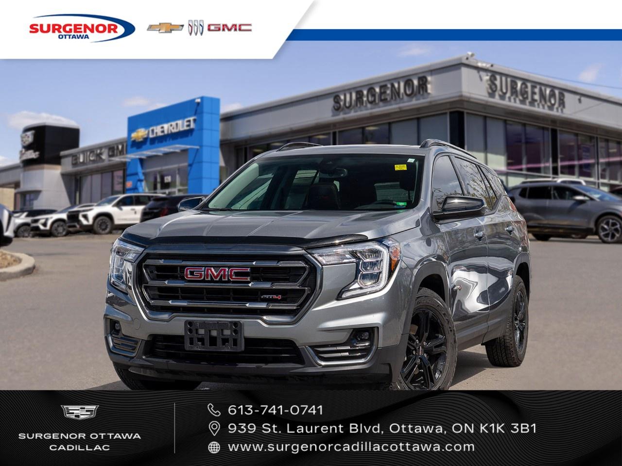 <p>The 2023 GMC Terrain AT4 in a striking gray exterior with an AWD drivetrain is a capable and versatile SUV that promises exceptional handling on any road. Its robust performance is complemented by the rugged styling of the AT4 trim, which includes the distinctive Sterling Metallic finish.</p><p>Inside, the Terrain AT4 offers a refined interior in stylish black, with features designed for comfort and convenience, like leather seats, heated front seats, and a heated steering wheel. The combination of air conditioning, power seats, and power windows ensures a comfortable ride experience.</p><p>Equipped with advanced technology, this model features smart device integration, a Wi-Fi hotspot, and a backup camera, enhancing your driving experience. Safety is prioritized with innovative driver assistance features like lane assist and heated mirrors, providing peace of mind on every journey.</p><p>This vehicle is ideal for adventure lovers and those seeking comfort in their daily drives. Contact us today to learn more about the GMC Terrain AT4 and schedule a test drive.</p>