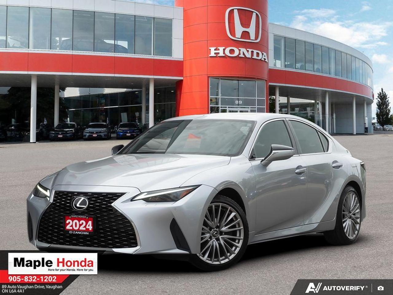 AWD, Black w/Perforated NuLuxe Seat Trim, Apple CarPlay/Android Auto, Power moonroof.
2024 Lexus IS 300 Perforated Leather| Apple CarPlay/Android Auto


300 Perforated Leather| Apple CarPlay/Android Auto AWD 6-Speed Automatic 3.5L V6 DOHC


Why Buy from Maple Honda? REVIEWS: Why buy an used car from Maple Honda? Our reviews will answer the question for you. We have over 2,500 Google reviews and have an average score of 4.9 out of a possible 5. Who better to trust when buying an used car than the people who have already done so? DEPENDABLE DEALER: The Zanchin Group of companies has been providing new and used vehicles in Vaughan for over 40 years. Since 1973 our standards of excellent service and customer care has enabled us to grow to over 34 stores in the Great Toronto area and beyond. Still family owned and still providing exceptional customer care. WARRANTY / PROTECTION: Buying an used vehicle from Maple Honda is always a safe and sound investment. We know you want to be confident in your choice and we want you to be fully satisfied. That&rsquo;s why ALL our used vehicles come with our limited warranty peace of mind package included in the price. No questions, no discussion - 30 days safety related items only. From the day you pick up your new car you can rest assured that we have you covered. TRADE-INS: We want your trade! Looking for the best price for your car? Our trade-in process is simple, quick and easy. You get the best price for your car with a transparent, market-leading value within a few minutes whether you are buying a new one from us or not. Our Used Sales Department is ALWAYS in need of fresh vehicles. Selling your car? Contact us for a value that will make you happy and get paid the same day. Https:/www.maplehonda.com.

Easy to buy, easy for servicing. You can find us in the Maple Auto Mall on Jane Street north of Rutherford. We are close both Canada&rsquo;s Wonderland and Vaughan Mills shopping centre. Easy to call in while you are shopping or visiting Wonderland, Maple Honda provides used Honda cars and trucks to buyers all over the GTA including, Toronto, Scarborough, Vaughan, Markham, and Richmond Hill. Our low used car prices attract buyers from as far away as Oshawa, Pickering, Ajax, Whitby and even the Mississauga and Oakville areas of Ontario. We have provided amazing customer service to Honda vehicle owners for over 40 years. As part of the Zanchin Auto group we offer dependable service and excellent customer care. We are here for you and your Honda.