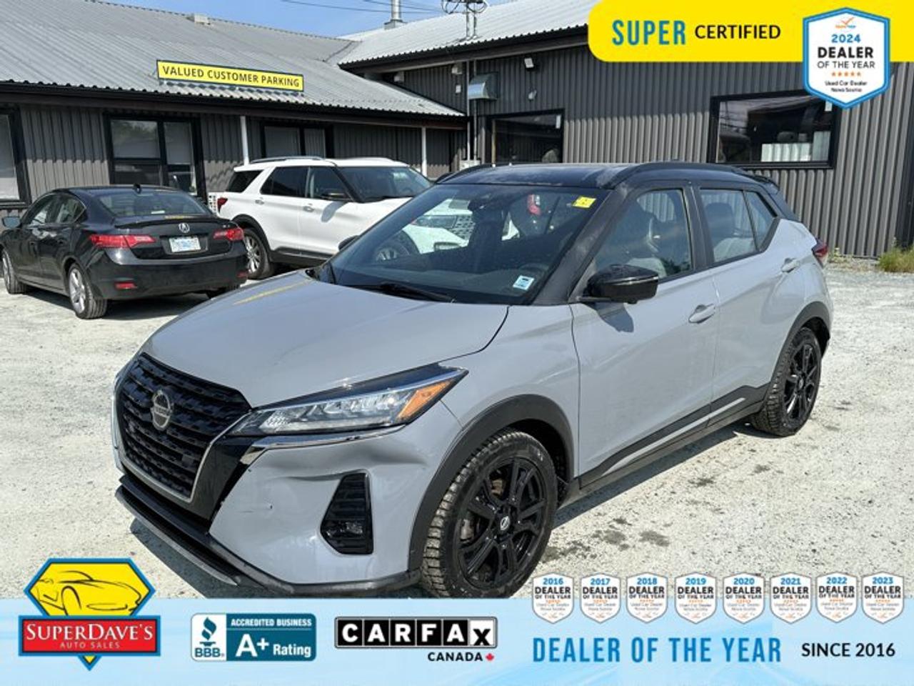 Meet this 2021 Nissan Kicks SR Premium   a smart, city-ready SUV that blends style, safety and comfort. Super Certified and showing only 64,862 km, this is a low mileage vehicle that has been meticulously inspected and cared for. The SR Premium brings features that make daily driving easier: remote engine start, keyless entry and start, adaptive cruise control, automatic high beams and LED headlights for confident night driving.<br><p>THE SUPER DAVES ADVANTAGE</p> <p>BUY REMOTE - No need to visit the dealership. Through email, text, or a phone call, you can complete the purchase of your next vehicle all without leaving your house!</p> <p>DELIVERED TO YOUR DOOR - Your new car, delivered straight to your door! When buying your car with Super Daves, well arrange a fast and secure delivery. Just pick a time that works for you and well bring you your new wheels!</p> <p>PEACE OF MIND WARRANTY - Every vehicle we sell comes backed with a warranty so you can drive with confidence.</p> <p>EXTENDED COVERAGE - Get added protection on your new car and drive confidently with our selection of competitively priced extended warranties.</p> <p>WE ACCEPT TRADES - We&rsquo;ll accept your trade for top dollar! We&rsquo;ll assess your trade in with a few quick questions and offer a guaranteed value for your ride. We&rsquo;ll even come pick up your trade when we deliver your new car.</p> <p>SUPER CERTIFIED INSPECTION - Every vehicle undergoes an extensive 120 point inspection, that ensure you get a safe, high quality used vehicle every time.</p> <p>FREE CARFAX VEHICLE HISTORY REPORT - If youre buying used, its important to know your cars history. Thats why we provide a free vehicle history report that lists any accidents, prior defects, and other important information that may be useful to you in your decision.</p> <p>METICULOUSLY DETAILED &ndash; Buying used doesn&rsquo;t mean buying grubby. We want your car to shine and sparkle when it arrives to you. Our professional team of detailers will have your new-to-you ride looking new car fresh.</p> <p>(Please note that we make all attempt to verify equipment, trim levels, options, accessories, kilometers and price listed in our ads however we make no guarantees regarding the accuracy of these ads online. Features are populated by VIN decoder from manufacturers original specifications. Some equipment such as wheels and wheels sizes, along with other equipment or features may have changed or may not be present. We do not guarantee a vehicle manual, manuals can be typically found online in the rare event the vehicle does not have one. Please verify all listed information with our dealership in person before purchase. The sale price does not include any ongoing subscription based services such as Satellite Radio. Any software or hardware updates needed to run any of these systems would also be the responsibility of the client. All listed payments are OAC which means On Approved Credit and are estimated without taxes and fees as these may vary from deal to deal, taxes and fees are extra. As these payments are based off our lenders best offering they may be subject to change without notice. Please ensure this vehicle is ready to be viewed at the dealership by making an appointment with our sales staff. We cannot guarantee this vehicle will be on premises and ready for viewing unless and appointment has been made.)</p>