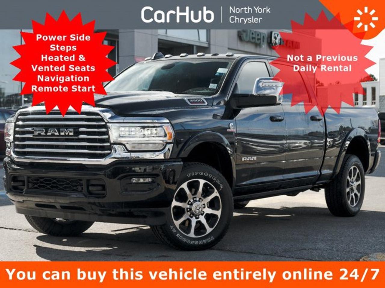 <p> Only 173 Miles! This Ram 3500 delivers a Intercooled Turbo Diesel I-6 6.7 L/408 engine powering this Automatic transmission. WHEELS: 20 X 8 DIAMOND CUT ALUMINUM  -inc: Tires: LT285/60R20E OWL On/Off-Road, TRANSMISSION: 6-SPEED AUTOMATIC  -inc: Leather-Wrapped Shift Knob (STD), TIRES: LT285/60R20E OWL ON/OFF-ROAD. <p> This Ram 3500 Features the Following Options <br /> QUICK ORDER PACKAGE 2HK  -inc: Engine: 6.7L Cummins I-6 Turbo Diesel, Transmission: 6-Speed Automatic , RADIO: UCONNECT 5 NAV W/12 DISPLAY, MONOTONE PAINT, LONGHORN LEVEL 1 EQUIPMENT GROUP  -inc: Radio: Uconnect 5 Nav w/12 Display, Blind-Spot/Cross-Path, Ramcharger Wireless Charging Pad, LED Bed Lighting, Power Deployable Running Boards, 12 Touchscreen, MOPAR Spray-In Bedliner, 17-Speaker harman/kardon Prem Sound, ENGINE: 6.7L CUMMINS I-6 TURBO DIESEL  -inc: Selective Catalytic Reduction (Urea), Dual 730-Amp Maintenance-Free Batteries, Cummins Turbo Diesel Badge, Heavy-Duty Engine Cooling, Supplemental Heater, MOPAR Winter Front Grille Cover, Current Generation Engine Controller, Diesel Exhaust Brake, Capless Fuel-Filler (STD), DIAMOND BLACK CRYSTAL PEARL, CLEARANCE LAMPS, CATTLE TAN/BLACK, PREMIUM LEATHER-FACED FRONT BUCKET SEATS  -inc: Power 2-Way Driver Lumbar Adjust, BLIND-SPOT/CROSS-PATH, 220-AMP ALTERNATOR. </p> <p>Drive Happy with CarHub<br>*** All-inclusive, upfront prices -- no haggling, negotiations, pressure, or games*** Purchase or lease a vehicle and receive a $1000 CarHub Rewards card for service.  *** Purchase this vehicle fully online on CarHub websites</p> <p>Transparency Statement<br>USED VEHICLES:Online prices and payments are for finance purchases  please note there is a $850 safety certification fee. if not Certified, then as per OMVIC Regulations the vehicle is deemed to be not drivable and Not Certified. Cash purchases for used vehicles have a $2,350 surcharge which includes the safety certification (the finance price + $2,350).NEW VEHICLES:New financed vehicles are subject to an $ 850 Processing Fee. New cars priced at over $100,000 including add-ons or accessories are subject to the additional federal luxury tax.While every effort is taken to avoid errors, technical or human error can occur, so please confirm vehicle features, options, materials, and other specs with your CarHub representative. This can easily be done by calling us or by visiting us at the dealership. CarHub used vehicles come standard with 1 key. If we receive more than one key from the previous owner, we include them with the vehicle. Additional keys may be purchased at the time of sale. Ask your Product Advisor for more details. Payments are only estimates derived from a standard term/rate on approved credit. Terms, rates and payments may vary. Prices, rates and payments are subject to change without notice. Please see our website for more details.</p>