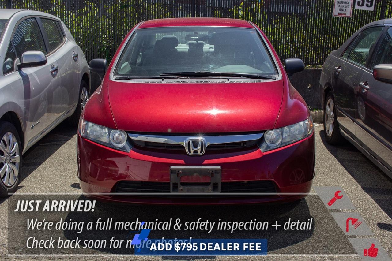 2008 Honda Civic DX-G Reliable and Efficient Transportation for Metro Vancouver DriversThe 2008 Honda Civic DX-G is a compact sedan known for long-term reliability, excellent fuel efficiency, and low ownership costs. Whether youre commuting through Coquitlam, Port Moody, Burnaby, or Vancouver, this Civic delivers the dependable performance that has made it one of Canadas most popular vehicles.Key highlights include:* DX-G package upgrades* Air conditioning* Power windows and power door locks* Cruise control* Remote keyless entry* Fuel-efficient 1.8L 4-cylinder engineThe Civics compact footprint makes navigating busy Metro Vancouver streets and tight parking spaces easier, while its comfortable cabin provides plenty of room for daily commuting and weekend errands.Hondas reputation for durability continues to make the Civic a popular choice among students, first-time buyers, commuters, and anyone seeking affordable transportation. The responsive handling and efficient powertrain help keep operating costs low without sacrificing everyday comfort.Every pre-owned vehicle at Westwood Honda includes our **BuySmart Program**, featuring a **Full CarProof vehicle history report**, **Mechanical inspection**, **2-month / 5,000km powertrain warranty**, **6-month tire, brake, battery, and bulb coverage**, **Professional detailing**, **Full tank of gas or full EV charge**, and **Market-based no-haggle pricing**. Located in Port Moody, Westwood Honda proudly serves drivers throughout the Tri-Cities and Metro Vancouver with a transparent, customer-first purchase experience, financing solutions, trade-in support, and test drives.Ideal for commuters, students, first-time buyers, and drivers seeking dependable Honda ownership value.**Book your test drive today.****Apply for financing online today.****Reserve this Civic before its gone.**## FAQs**Q: Is the 2008 Honda Civic DX-G good for commuting in Metro Vancouver?**A: Yes. Its fuel efficiency and compact size make it well suited for daily commuting throughout the region.**Q: What features does the DX-G package add?**A: DX-G models typically add conveniences such as air conditioning, cruise control, power accessories, and keyless entry.**Q: Is the Civic easy to park in Vancouver and Burnaby?**A: Yes. Its compact dimensions make maneuvering and parking in urban environments straightforward.**Q: Is this a good vehicle for a first-time buyer?**A: The Civics reputation for reliability and affordable operating costs makes it a popular choice for newer drivers.**Q: Can I trade in my current vehicle at Westwood Honda?**A: Yes. Westwood Honda accepts trade-ins and can provide a professional appraisal.**Q: Is financing available for this used Civic?**A: Financing options may be available. Contact Westwood Honda to discuss your options and eligibility.