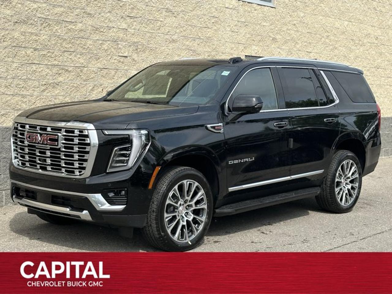 This GMC Yukon delivers a Gas V8 6.2L/ engine powering this Automatic transmission. ENGINE, 6.2L ECOTEC3 V8 with Dynamic Fuel Management, Direct Injection and Variable Valve Timing, includes aluminum block construction (420 hp [313 kW] @ 5600 rpm, 460 lb-ft of torque [624 Nm] @ 4100 rpm) (STD), Wireless Phone Charging, for portable devices, Wireless Apple CarPlay/Wireless Android Auto.* This GMC Yukon Features the Following Options *Wipers, front intermittent, Rainsense, Wiper, rear intermittent, Windows, power, rear with Express-Down, Window, power with front passenger Express-Up/Down, Window, power with driver Express-Up/Down, Wi-Fi Hotspot capable (Terms and limitations apply. See onstar.ca or dealer for details.), Wheels, 20 x 9 (50.8 cm x 22.9 cm) 6-spoke multi-dimensional polished aluminum, Wheel, full-size spare, 17 (43.2 cm) steel, Warning tones headlamp on, driver and right-front passenger seat belt unfasten and turn signal on, Visors, driver and front passenger illuminated vanity mirrors.* Visit Us Today *Come in for a quick visit at Capital Chevrolet Buick GMC Inc., 13103 Lake Fraser Drive SE, Calgary, AB T2J 3H5 to claim your GMC Yukon!