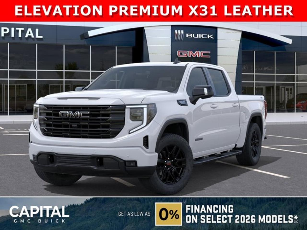 Take a look at this 2026 GMC SIERRA 1500 Elevation Premium Package... Fully Equipped with Power Sunroof, BLACK PACKAGE, Heated Leather BUCKET Seats, X31 OFF-ROAD Package, ALL-WEATHER FLOOR MATS, Heated Steering, Adaptive Cruise Control, Dual Exhaust, 360 CAM, 6 Assist Steps, Black Emblems, MultiPro Tailgate, Integrated Brake Controller, Wireless Charger, Blind Zone monitoring, and so much more!Ask for the Internet Department for more information or book your test drive today! Text 825-445-0521 for fast answers at your fingertips!AMVIC Licensed Dealer - Licence Number B1044900Disclaimer: All prices are plus GST and include all cash credits and loyalties. See dealer for details. AMVIC Licensed Dealer # B1044900