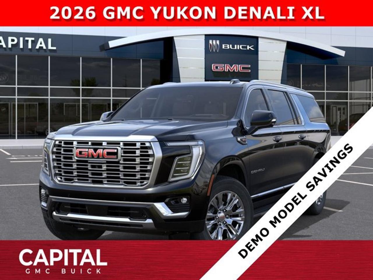 Check out this 2026 GMC YUKON XL DENALI... Fully equipped with options like Heated and Cooled Seats, Adaptive Remote Start, Heated Steering, Adaptive Cruise Control, Blind Spot Monitoring, 360 CAM, 15 Heads-up Display, Premium Surround Sound, Heated Back Seats, Dual Exhaust, Hands Free Power Liftgate, Automatic Braking, Magnetic Ride Control and so much more... CALL NOWAsk for the Internet Department for more information or book your test drive today! Text 507-585-4395 for fast answers at your fingertips!AMVIC Licensed Dealer - Licence Number B1044900Disclaimer: All prices are plus GST and include all cash credits and loyalties. See dealer for details. AMVIC Licensed Dealer # B1044900