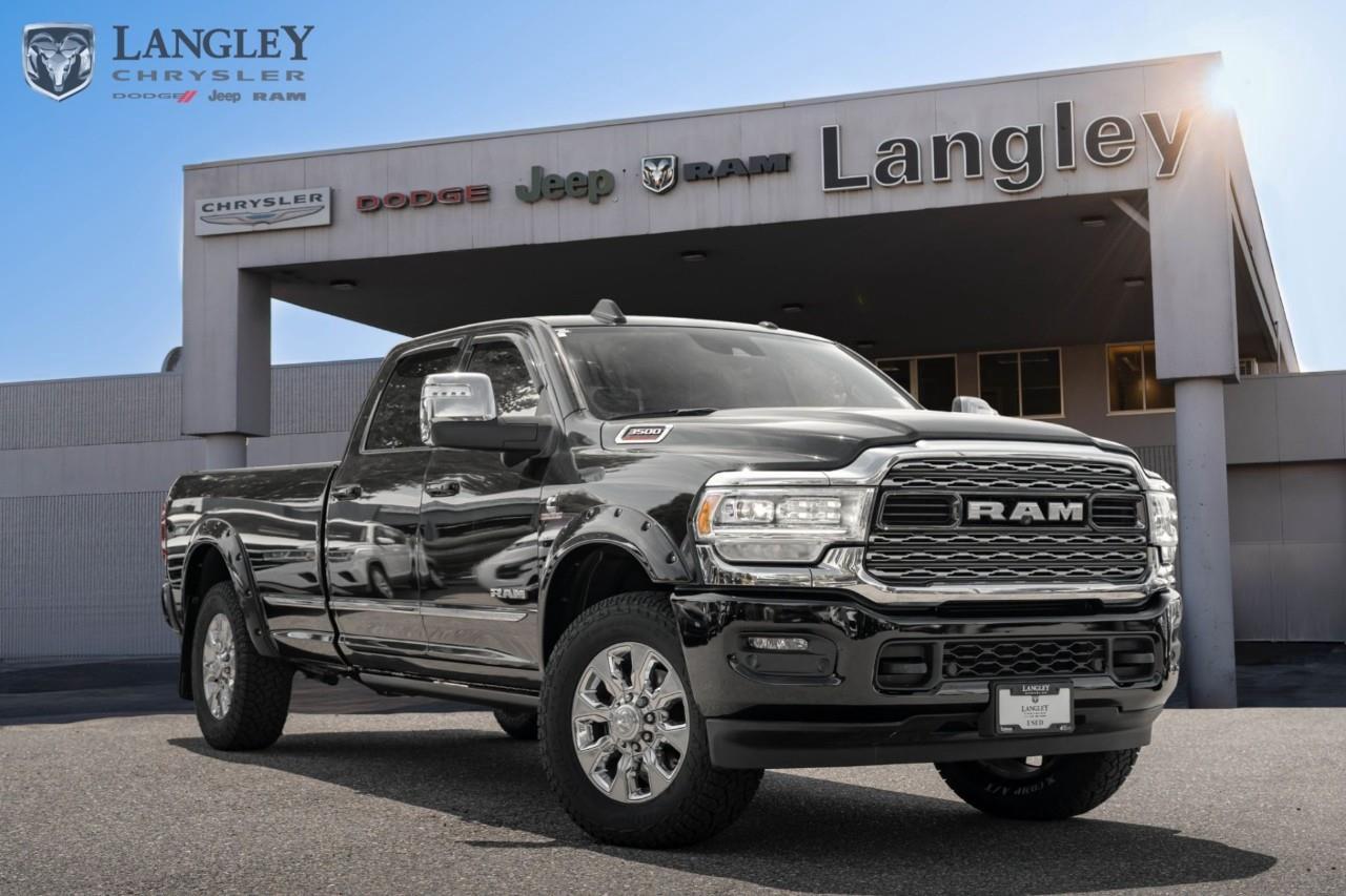 <p><strong>2023 Ram 3500 Limited 4x4 Crew Cab 8' Box</strong></p><p>A premier heavy-duty pickup that combines professional-grade towing capability with a luxury-appointed cabin.</p><ul><li><p>Engine: 6.7L Cummins I-6 Turbo Diesel (370 hp, 850 lb-ft torque)</p></li><li><p>Drivetrain: 4x4 with 6-speed automatic transmission</p></li><li><p>Max Towing Capacity: 22,670 lbs</p></li><li><p>Infotainment: Uconnect 5 with 12-inch touchscreen</p></li><li><p>Capability: Available Auto-Level Rear Air Suspension</p></li></ul><p>Come book a test drive at Langley Chrysler, conveniently located in Langley, British Columbia.</p>

<p>*All prices plus applicable taxes, applicable environmental recovery charges, documentation of $599 and full tank of fuel surcharge of $76 if a full tank is chosen. <br />Other protection items available that are not included in the above price:<br />Tire & Rim Protection and Key fob insurance starting from $599<br />Service contracts (extended warranties) for coverage up to 7 years and 200,000 kms starting from $599<br />Custom vehicle accessory packages, mudflaps and deflectors, tire and rim packages, lift kits, exhaust kits and tonneau covers, canopies and much more that can be added to your payment at time of purchase<br />Undercoating, rust modules, and full protection packages starting from $199<br />Financing Fee of $500 when applicable<br />Flexible life, disability and critical illness insurances to protect portions of or the entire length of vehicle loan</p>