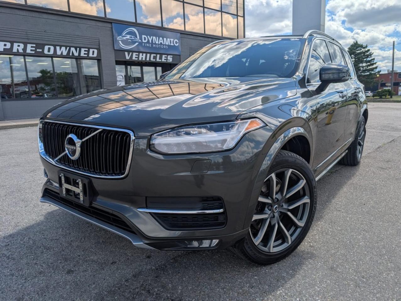 Introducing the 2018 Volvo XC90 T6 MOMENTUM PLUS *  Automatic, the epitome of luxury and performance. This SUV boasts a powerful 2.0-liter turbocharged engine paired with an 8-speed automatic transmission, delivering a smooth and efficient ride. The sleek exterior design is complemented by a refined interior featuring premium materials and advanced technology. Finished in PINE GREY METALIC with BLACK LEATHER interior  FACTORY OPTIONS INCLUDE LARGE TOUCH SCREEN ** PANORAMIC SUNROOF *** UPGRADED 20inch ALLOY WHEELS **** HEATED SEATS **** DUAL CLIMATE ** BLIND SPOT*** 360 CAMERAS * VISION PACKAGE * CROSS TRAFFIC  ALERT ** * INTERGRATED BOOSTER CUSHION **   and so much more. <br><br> With spacious seating for up to seven and numerous safety features, this vehicle is perfect for families on the go. And with its impressive fuel efficiency and low emissions, its also environmentally friendly. Experience the perfect blend of style, comfort, and innovation with the 2018 Volvo XC90 T6 <br><br>* ACCIDENT FREE * CARFAX CLEAN * <br><br>Tax and Licensing Fees are EXTRA!<br>This vehicle is being sold AS-IS only!!<br>If not Certified, then as per OMVIC Regulations the vehicle is deemed un-fit, not drivable and not Certified.<br><br>Visit us at 5161 STEELES AVE W, NORTH YORK for a test drive!<br>We are open MONDAY-SATURDAY<br>See our full inventory at dynamicfinemotors.ca<br>Call or text 437-561-2890 <br>
