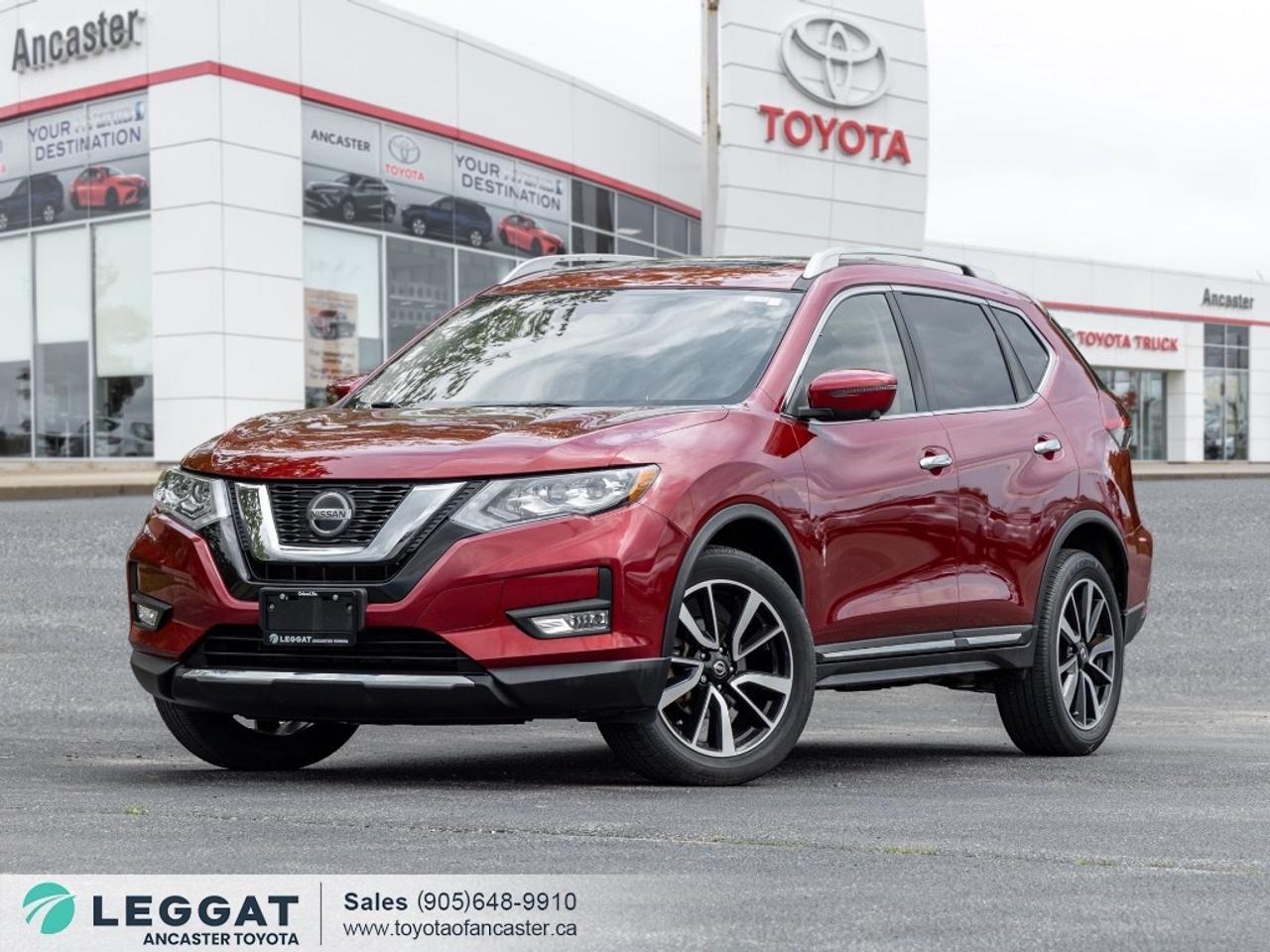 Comfortable, practical, and well-equipped, this 2020 Nissan Rogue SL AWD delivers everyday versatility with premium features and confident all-weather capability. Finished in a sleek Scarlet Ember Pearl exterior with a refined Black leather interior, this compact SUV is designed to make daily driving easy, efficient, and comfortable. With its modern design, chrome accents, and upscale SL styling, the Rogue offers a polished look that stands out in the compact SUV segment. The addition of 19-inch alloy wheels enhances its stance, giving it a more confident and upscale road presence. Under the hood, youll find a fuel-efficient 2.5L 4-cylinder engine, producing 170 horsepower and 175 lb-ft of torque, paired with Nissans smooth Xtronic CVT transmission. The Intelligent All-Wheel Drive system automatically adjusts power between the front and rear wheels to improve traction and stability in rain, snow, and changing road conditions. Inside, the SL trim offers a comfortable and well-appointed cabin with leather-appointed seating, soft-touch materials, and thoughtful design throughout. The spacious interior provides excellent passenger comfort and flexible cargo space thanks to the Divide-N-Hide rear storage system. The infotainment system includes a touchscreen display, navigation capability, Apple CarPlay, Android Auto, Bluetooth connectivity, and premium Bose audio for an enhanced driving experience. High-value features also include a panoramic moonroof, heated front seats, heated steering wheel, power driver seat with memory, power liftgate, dual-zone climate control, 360 camera, blind spot warning, rear cross-traffic alert, and Nissan Safety Shield 360 driver assistance features  all designed to enhance comfort, safety, and convenience. Practical, refined, and dependable, this 2020 Nissan Rogue SL AWD is a great choice for families and daily commuters alike. What are you waiting for? Hurry in and take home this 2020 Nissan Rogue SL AWD today! With our No-Haggle, No-Hassle purchase experience you get peace of mind knowing our best price is upfront.1-Guaranteed Minimum 50% Remaining Tire Tread Life2-Guaranteed Minimum 50% Life Remaining on Brakes3-120 Point Safety Inspection4-Free Carfax Canada Vehicle History Report5-Complete Lube, Oil, & Filter Change6-Full Detailed Clean UpAncaster Toyota is the proud recipient of the latest, highest honour for Canadian Toyota Retailers, the Toyota Presidents Award for Excellence in Customer Satisfaction, Sales, and Service! We are serving Ancaster, Hamilton, Burlington, Dundas, Brantford, Stoney Creek, Grimsby, Oakville, Mississauga, Milton, Cambridge, Kitchener Waterloo, Cayuga, Caledonia, St. Catharines, Welland, Niagara and the entire GHA and GTAFinance Price Shown. The cash purchase price slightly exceeds the advertised finance price, as we receive incentives from banks when we finance vehicles, which we pass on to customers. Recognizing the high demand for vehicles, which can raise prices, we utilize these incentives to lower the finance purchase price. Dealer reserves the right to decline cash purchases (cash, bank draft, certified cheque, credit card payments in excess of $1,000) at its sole and exclusive discretion. For Finance and Lease purchases Dealer charges a $999 finance/lease fee. While every reasonable effort is made to ensure the accuracy of all information on this site, we are not responsible for any errors or omissions. Please verify any information in question with a dealership sales manager prior to purchase. See dealer for full details.