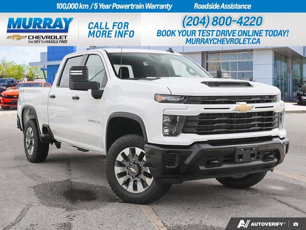 * JET BLACK CLOTH SEAT TRIM * * ENGINE BLOCK HEATER * * GOOSENECK/5TH WHEEL PREP PACKAGE *  Experience the power and capability of the 2026 Chevrolet Silverado 2500HD Custom, available now in Winnipeg. This Crew Cab Pickup is equipped with a robust 6.6L V8 engine delivering 401 horsepower and 464 lb-ft of torque, ensuring you have all the power you need for any job or adventure. Paired with a smooth 10-speed automatic transmission, this truck offers both strength and precision on the road.  The Silverados custom value package enhances your driving experience with a suite of features like heated and auto-dimming mirrors, lane departure warning, and front collision mitigation, keeping you safe and comfortable. Stay connected with Bluetooth integration and a WiFi hotspot, making every journey as enjoyable as it is productive.  Finished in Summit White with sleek aluminum wheels, the Silverado 2500HD not only performs exceptionally but also stands out with its commanding presence. The Chevytec spray-on bedliner ensures your truck bed is ready for any load, while the interiors jet black cloth seats provide a touch of luxury. Whether youre towing or simply cruising around the city, this truck is built to exceed expectations.  Dealer Permit #1740