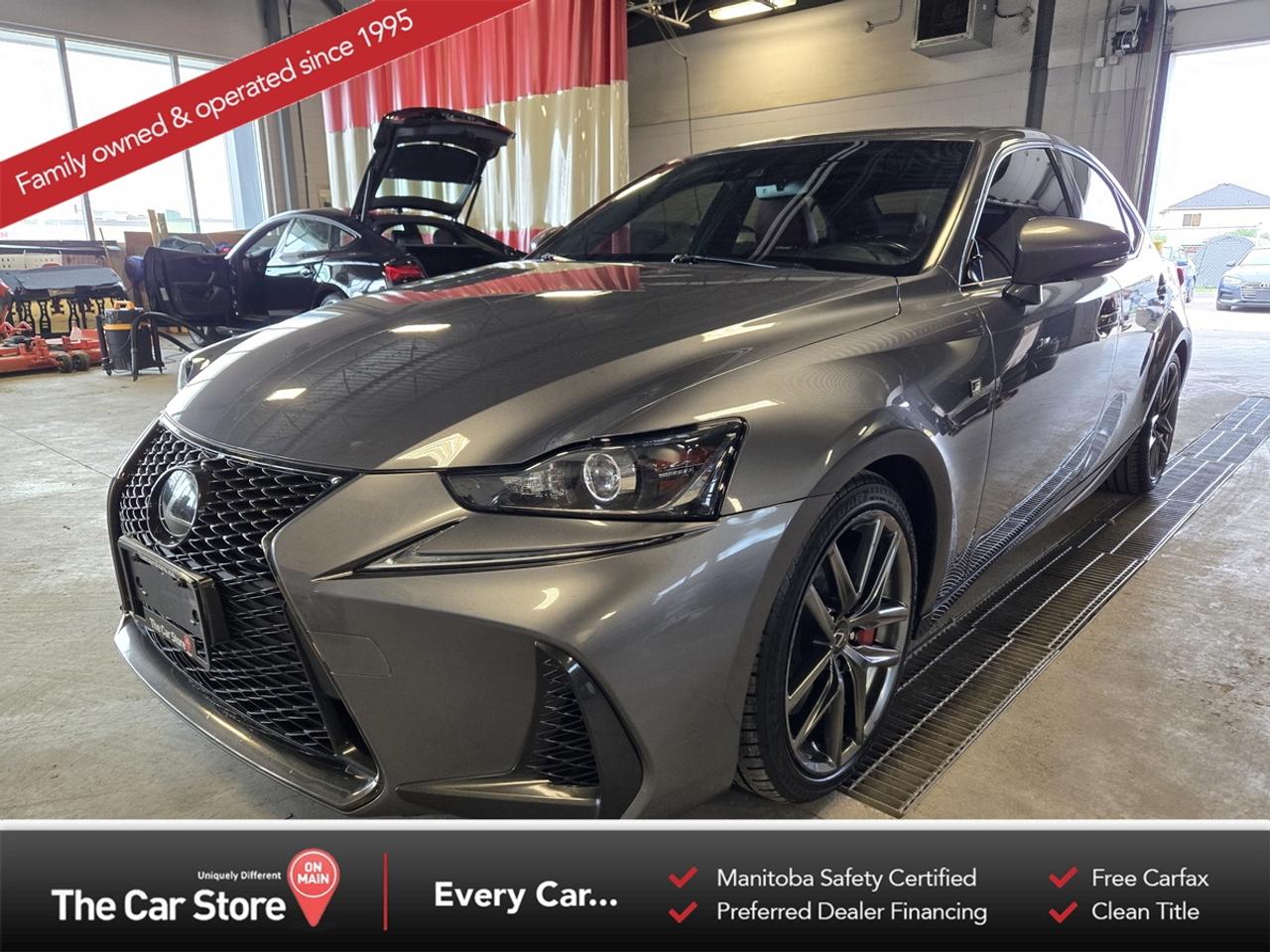 2018 Lexus IS 300 AWD F-Sport &ndash; No Accidents 
 Key Features: 
 3.5L V6 Engine 
 All-Wheel Drive 
 F-Sport Package 
 Sport-Tuned Suspension 
 F-Sport Seats 
 Power Sunroof 
 Comfort: Heated & Ventilated Front Seats & Heated Steering Wheel 
 Driver Assistance: Blind-Spot Monitoring & Backup Camera 
 Technology: Navigation & Premium Audio System 
 Push-Button Start 
 Dual-Zone Climate Control 
 No Accidents 
 
 
 Sporty Without Sacrificing Reliability: 
 The IS 300 F-Sport delivers a more engaging driving experience than most luxury sedans in its class while maintaining the long-term dependability Lexus is known for. The naturally aspirated V6 provides smooth power delivery and proven durability. 
 
 
 A Desirable AWD Performance Sedan: 
 The F-Sport package adds meaningful upgrades with sport seats, sharper styling, and a more athletic feel behind the wheel. Combined with AWD, it remains a practical year-round vehicle without losing its performance-oriented character. 
 
 
 Our Take: 
 For someone who wants something more engaging than a typical luxury sedan but arent interested in the maintenance costs often associated with German competitors, the IS 300 F-Sport occupies a very appealing middle ground. Clean history, AWD, and the F-Sport package make this a strong overall package. 
 
 
 We are a local Family Owned business and we try to do things a little different. 
 
 At The Car Store on Main every vehicle is Manitoba Safety Certified. 
 Every vehicle sold is eligible for the Advantage Plan: 
 30 Day Warranty on all MB Safety certificate related items. 
 CarFax Vehicle History Report 
 2 sets of Keys 
 Wholesale access to all other Miscellaneous Accessories (i.e. Wtr Tires, Remote Starr, all misc vehicle accessories/parts, etc...) 
 And of course a Full tank of Gas. 
 
 There is no Gimmicks or games, we are always aggressive on our prices and try to separate ourselves from the rest. 
 We also have an on-site Certified Banker who shops to get the best possible interest rates in with all Major Banks and Credit Unions! 
 
 Come to our Brand New modern showroom and see what makes us Uniquely Different! 
 
 Located on Main St. just North of Chief Peguis Trail. 
 
 To schedule an appointment call us directly at 204-669-1248 or email sales@thecarstore.ca 
 
 The Car Store on Main 
 -Uniquely Different- 
 
 www.thecarstore.ca 
 Local: 204-669-1248 
 Toll Free: 877-634-2975 
 
 A local family owned business unlike typical car lots, there are no pressure tactics, no games, no gimmicks, no Sales Manager, General Manager or Used Car Manager, just straight answers and fair deals all the time! 
 
 *PRICE DOES NOT INCLUDE TAXES (G.S.T & P.S.T) 
 Dealer Permit # 4481