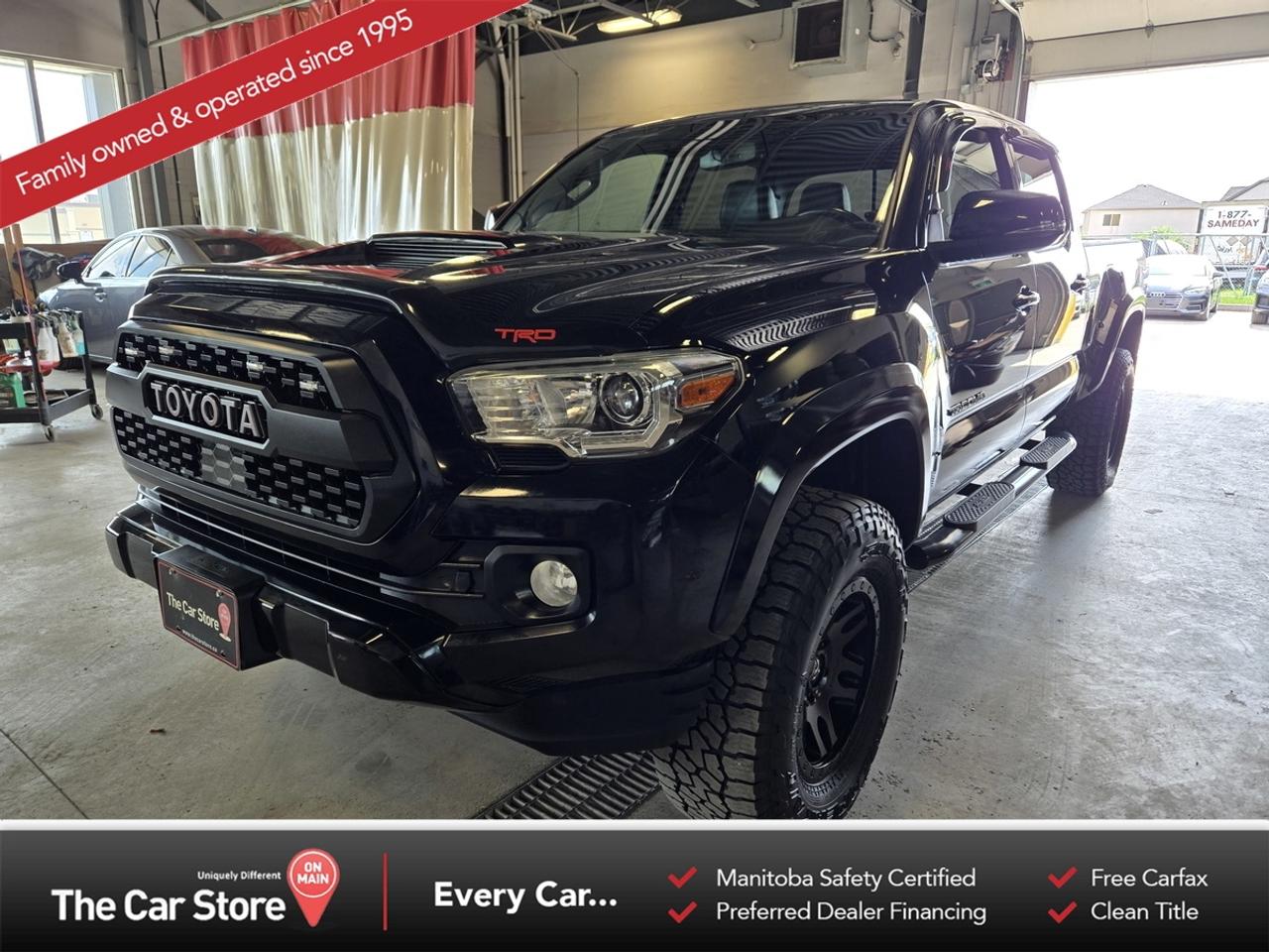 2019 Toyota Tacoma TRD Sport Premium &ndash; One Owner | Clean Title | Tastefully Upgraded 
 Key Features: 
 3.5L V6 Engine 
 4x4 
 TRD Sport Package 
 Premium Package 
 Lift Kit 
 33 Falken Wildpeak AT3W Tires 
 FUEL Wheels 
 BackFlip Tonneau Cover 
 TRD Pro Heritage Grille 
 Sport Hood 
 Luxury: Leather Seats & Power Sunroof 
 Technology: Navigation & Wireless Phone Charging 
 Driver Assistance: Blind-Spot Monitoring & Backup Camera 
 Audio: Upgraded JL C2 Speakers & Amplifier 
 Convenience: Remote Starter & WeatherTech Floor Mats 
 One Owner,Clean Title 
 Well Maintained,Brand New Brakes 
 
 
 The Right Tacoma with the Right Upgrades: 
 The TRD Sport Premium is already one of the most desirable Tacoma trims, and this one has been upgraded thoughtfully. The lift, Falken Wildpeaks, FUEL wheels, tonneau cover, and JL audio system all add real value without taking away from the trucks usability. 
 
 
 Clean Ownership and Proper Care: 
 One owner, clean title, and thoughtful care provide the foundation people want. Brand new brakes are already taken care of, and the overall setup reflects ownership that focused on both maintenance and quality upgrades. 
 
 
 Our Take: 
 A lot of modified trucks feel pieced together. This one doesnt. The upgrades complement the truck rather than overpower it, resulting in a Tacoma that looks right, drives right, and still retains the practicality and reliability that make these trucks so sought after. 
 
 
 We are a local Family Owned business and we try to do things a little different. 
 
 At The Car Store on Main every vehicle is Manitoba Safety Certified. 
 Every vehicle sold is eligible for the Advantage Plan: 
 30 Day Warranty on all MB Safety certificate related items. 
 CarFax Vehicle History Report 
 2 sets of Keys 
 Wholesale access to all other Miscellaneous Accessories (i.e. Wtr Tires, Remote Starr, all misc vehicle accessories/parts, etc...) 
 And of course a Full tank of Gas. 
 
 There is no Gimmicks or games, we are always aggressive on our prices and try to separate ourselves from the rest. 
 We also have an on-site Certified Banker who shops to get the best possible interest rates in with all Major Banks and Credit Unions! 
 
 Come to our Brand New modern showroom and see what makes us Uniquely Different! 
 
 Located on Main St. just North of Chief Peguis Trail. 
 
 To schedule an appointment call us directly at 204-669-1248 or email sales@thecarstore.ca 
 
 The Car Store on Main 
 -Uniquely Different- 
 
 www.thecarstore.ca 
 Local: 204-669-1248 
 Toll Free: 877-634-2975 
 
 A local family owned business unlike typical car lots, there are no pressure tactics, no games, no gimmicks, no Sales Manager, General Manager or Used Car Manager, just straight answers and fair deals all the time! 
 
 *PRICE DOES NOT INCLUDE TAXES (G.S.T & P.S.T) 
 Dealer Permit # 4481