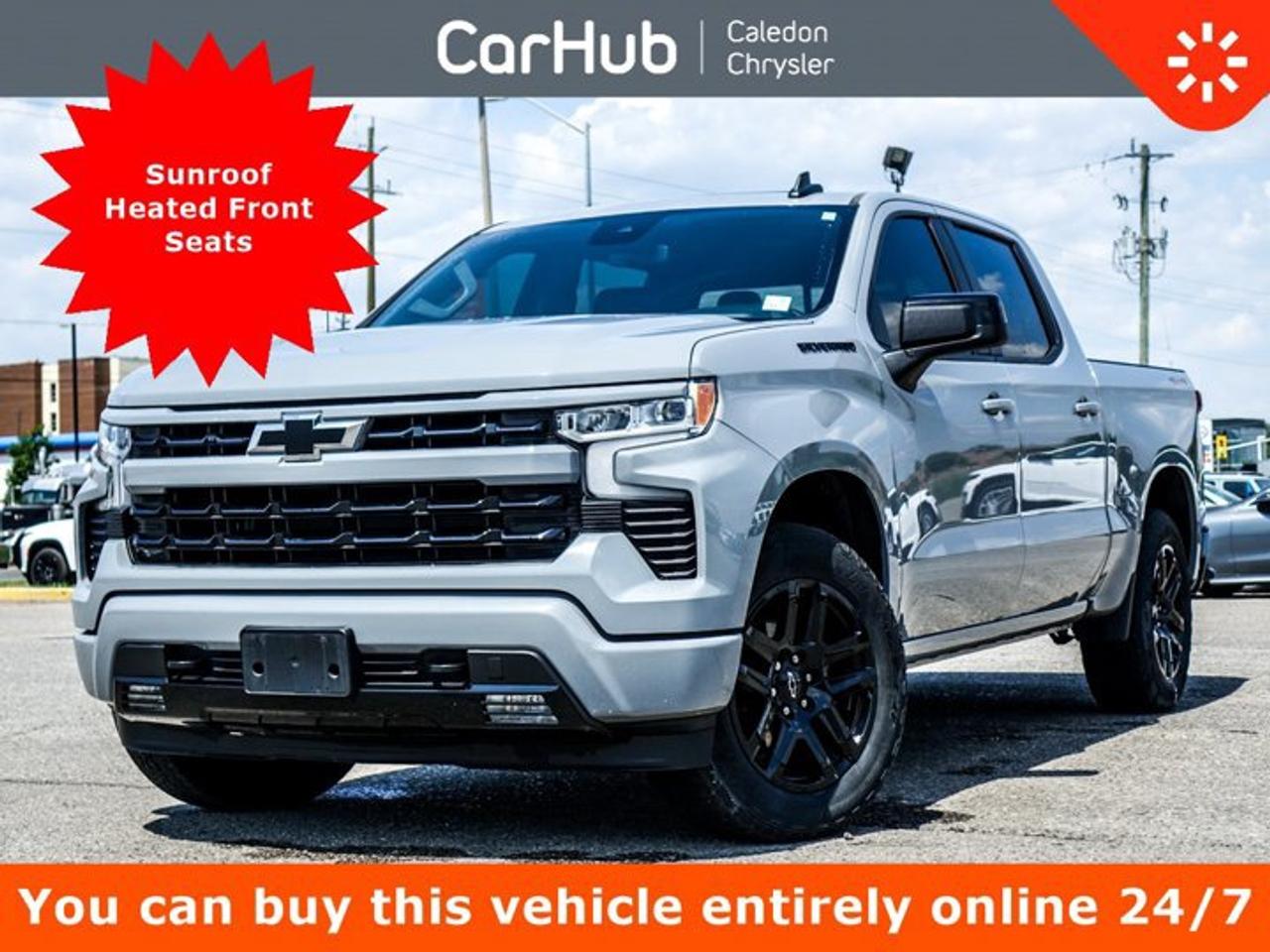 Great PriceOne OwnerNo Accidents,Certified Pre-Owned,<p>This Chevrolet Silverado 1500 RST 4WD Crew Cab 147 boasts a Gas V8 5.3L/325 engine powering this Automatic transmission. ENGINE, 5.3L ECOTEC3 V8 (355 hp [265 kW] @ 5600 rpm, 383 lb-ft of torque [518 Nm] @ 4100 rpm); featuring available Dynamic Fuel Management that enables the engine to operate in 17 different patterns between 2 and 8 cylinders, depending on demand, to optimize power delivery and efficiency, Wireless Phone Projection for Apple CarPlay and Android Auto, Windows, power rear, express down.Our advertised prices are for consumers (i.e. end users) only.</p><p> </p><p> </p><p>This vehicle is in excellent condition and has passed a multi point inspection. Vehicle detailed.</p><p> </p><p> </p><p>This Chevrolet Silverado 1500 RST 4WD Crew Cab 147 Comes Equipped with These Options <br />Power Sunroof</p><p>Multifunction Tailgate</p><p>HD Rear Vision Camera</p><p>Front Pedestrian Braking</p><p>CornerStep, rear bumper</p><p>Automatic Emergency Braking</p><p>Remote vehicle starter system</p><p>Lane Keep Assist with Lane Departure Warning</p><p>Seating, heated driver and front outboard passenger</p><p>Air conditioning, dual-zone automatic climate control</p><p>Wireless Phone Projection for Apple CarPlay and Android Auto</p><p>Bluetooth for phone, connectivity to vehicle infotainment system</p><p>13.4 diagonal HD colour touchscreen, includes multi-touch display,</p><p>Seat adjuster, driver 10-way power including lumbar, Driver Information Centre, enhanced, 12.3 diagonal reconfigurable multicolor digital display, Audio system, Chevrolet Infotainment 3 Premium system with Google built-in, 13.4 diagonal HD colour touchscreen, includes multi-touch display, AM/FM stereo, Bluetooth streaming audio for music and most phones; featuring wireless Android Auto and Apple CarPlay capability for compatible phones, advanced voice recognition, in-vehicle apps, personalized profiles for infotainment and vehicle settings, Window, power front, passenger express down, Window, power front, drivers express up/down, Wi-Fi Hotspot capable, USB Ports, rear, dual, charge-only, USB Ports, 2, Charge/Data ports located on the instrument panel, 120-volt (400 watts shared with (KI4) interior power outlet)</p><p> </p><p>Drive Happy with CarHub<br />*** All-inclusive, upfront prices -- no haggling, negotiations, pressure, or games</p><p>*** Purchase or lease a vehicle and receive a $1000 CarHub Rewards card for service</p><p>*** Purchase this vehicle fully online on CarHub websites</p><p> </p><p>Transparency Statement<br />USED VEHICLES: Online prices and payments are for finance purchases -- please note there is a $850 safety certification fee. if not Certified, then as per OMVIC Regulations the vehicle is deemed to be not drivable and Not Certified. Cash purchases for used vehicles have a $2,350 surcharge which includes the safety certification (the finance price + $2,350). NEW VEHICLES: New financed vehicles are subject to an $ 850 Processing Fee. New cars priced at over $100,000 including add-ons or accessories are subject to the additional federal luxury tax. While every effort is taken to avoid errors, technical or human error can occur, so please confirm vehicle features, options, materials, and other specs with your CarHub representative. This can easily be done by calling us or by visiting us at the dealership. CarHub used vehicles come standard with 1 key. If we receive more than one key from the previous owner, we include them with the vehicle. Additional keys may be purchased at the time of sale. Ask your Product Advisor for more details. Payments are only estimates derived from a standard term/rate on approved credit. Terms, rates and payments may vary. Prices, rates and payments are subject to change without notice. Please see our website for more details.</p><p> </p>