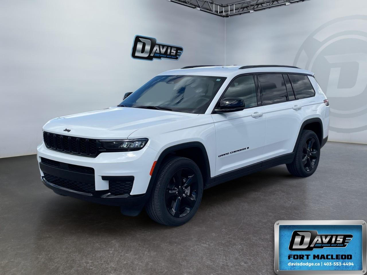 <p>Experience unparalleled adventures with the 2025 Jeep Grand Cherokee L Altitude 4x4, available in a striking white exterior with a black interior. This SUV's 4×4 drivetrain ensures robust handling on all terrains.</p> <p><strong>Interior Features:</strong><br />  Air conditioning and heated front seats for supreme comfort<br />  Capri leatherette seats with suede for a luxurious touch<br />  Heated steering wheel to keep your hands warm during cold Canadian winter drives<br />  Third-row USB charging ports for convenient device charging</p> <p><strong>Exterior Features:</strong><br />  Gloss black exterior accents adding to its distinctive profile<br />  Power liftgate for easy access to the spacious cargo area<br />  18" full-size steel spare wheel ensuring youre ready for any situation<br />  Trailer tow package with rear load-levelling suspension and class IV hitch receiver</p> <p><strong>Technology & Safety Features:</strong><br />  SiriusXM satellite radio and smart device integration for entertainment on the go<br />  Bluetooth connection and wi-fi hotspot for seamless connectivity<br />  Safety features like lane assist, parking sensors, and backup camera for secure travels<br />  Adaptive Cruise Control for comfortable long-distance drives<br />  Wireless charging pad so you're always ready to go</p> <p>Perfect for families and adventurers who need a reliable and feature-rich SUV, the Jeep Grand Cherokee L Altitude is ready to elevate your journey. Contact Davis Dodge Fort Macleod to learn more about this feature-packed vehicle and arrange your test drive today!</p>