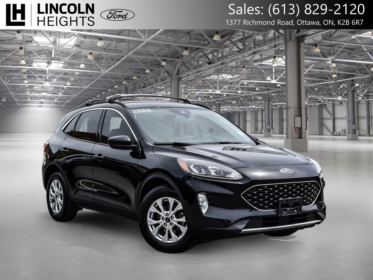 Contact us now: (613) 829-2120  Recent Arrival!      2020 Ford 4D Sport Utility Escape Agate Black Metallic      FWD 1.5L EcoBoost      A quality Lincoln Heights Ford Pre Owned Special!.    Here at Lincoln Heights we offer many options to help you find the vehicle that is right for you! Our New Vehicles come with a 3-year/60,000 km Major Component warranty and a 5-year/100,000 km Powertrain warranty. All of our Used Vehicles come with a Carfax Report and are delivered with a 3-month/5,000 km Major Component warranty or the remainder of the manufacture warranty, whichever is greater. Taxes and licensing extra, contact us at 613-829-2120 for more details!