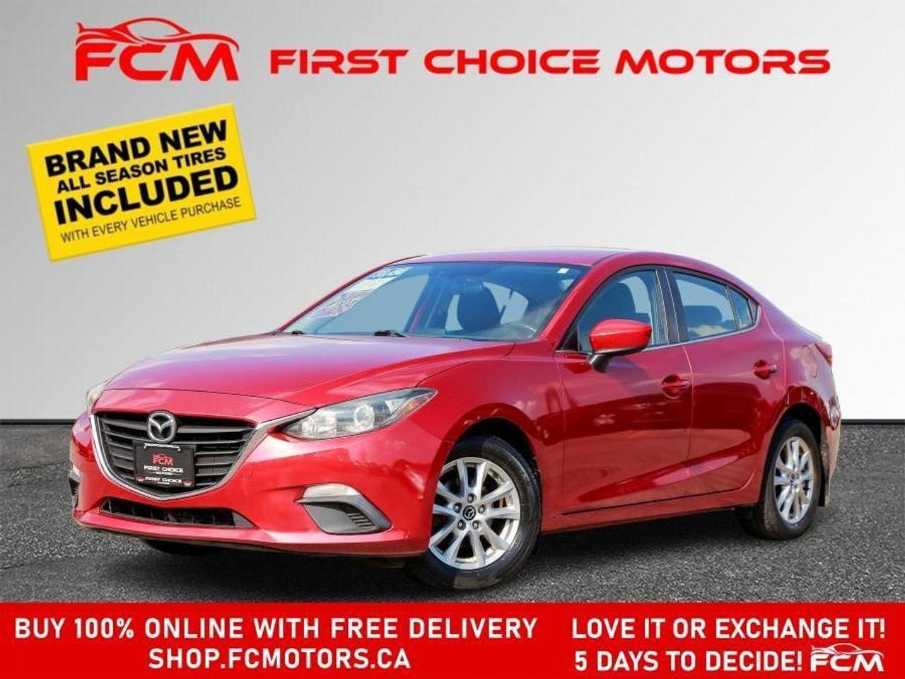** ** SPECIAL LIMITED TIME OFFER ** ** PURCHASE ANY VEHICLE THIS WEEK AND RECEIVE 4 BRAND-NEW ALL-SEASON TIRES AT NO ADDITIONAL COST!!! DONT MISS THIS EXCLUSIVE CHANCE TO UPGRADE YOUR RIDE AND STAY PREPARED FOR ANY WEATHER!!!       EXCITING NEWS FROM FIRST CHOICE MOTORS! Our brand-new online showroom is now open to the public, bringing the ultimate car shopping experience right to your fingertips! Enjoy a 100% online car shopping experience, with over 500 certified vehicles in stock, comprehensive protection plans, and thousands of new auto parts & accessories available! Plus, for a limited time, were offering FREE deliveries across Ontario on all vehicle purchases! Dont miss outvisit Shop.fcmotors.ca to find and upgrade your perfect vehicle today!      Welcome to First Choice Motors, the largest car dealership in Toronto of pre-owned cars, SUVs, and vans priced between $5000-$15,000. With an impressive inventory of over 300 vehicles in stock, we are dedicated to providing our customers with a vast selection of affordable and reliable options.       Were thrilled to offer a used 2014 Mazda MAZDA3 GS Skyactiv, red color with 202,000km (STK#9991) This vehicle was $8990 NOW ON SALE FOR $8490. It is equipped with the following features:   - Automatic Transmission   - Heated seats   - Bluetooth   - Reverse camera   - Alloy wheels   - Power windows   - Power locks   - Power mirrors   - Air Conditioning      At First Choice Motors, we believe in providing quality vehicles that our customers can depend on. All our vehicles come with a 36-day guarantee on all safety related items. We also offer additional warranty options up to 5 years for our customers who want extra peace of mind.      Furthermore, all our vehicles are sold fully certified with brand new brakes rotors and pads, a fresh oil change, and brand new set of all-season tires installed & balanced. You can be confident that this car is in excellent condition and ready to hit the road.      At First Choice Motors, we believe that everyone deserves a chance to own a reliable and affordable vehicle. Thats why we offer financing options with low interest rates starting at 7.9% O.A.C. Were proud to approve all customers, including those with bad credit, no credit, students, and even 9 socials. Our finance team is dedicated to finding the best financing option for you and making the car buying process as smooth and stress-free as possible.      Our dealership is open 7 days a week to provide you with the best customer service possible. We carry the largest selection of used vehicles for sale under $9990 in all of Ontario. We stock over 300 cars, mostly Hyundai, Chevrolet, Mazda, Honda, Volkswagen, Toyota, Ford, Dodge, Kia, Mitsubishi, Acura, Lexus, and more. With our ongoing sale, you can find your dream car at a price you can afford. Come visit us today and experience why we are the best choice for your next used car purchase!      All prices include $22.00 OMVIC Fee.  Excludes, license plates, ownership registration and ONTARIO HST (13%)   *No Credit Card payments can be accepted for Vehicle Purchases*    *No Credit Card payments can be accepted for Vehicle Purchases*