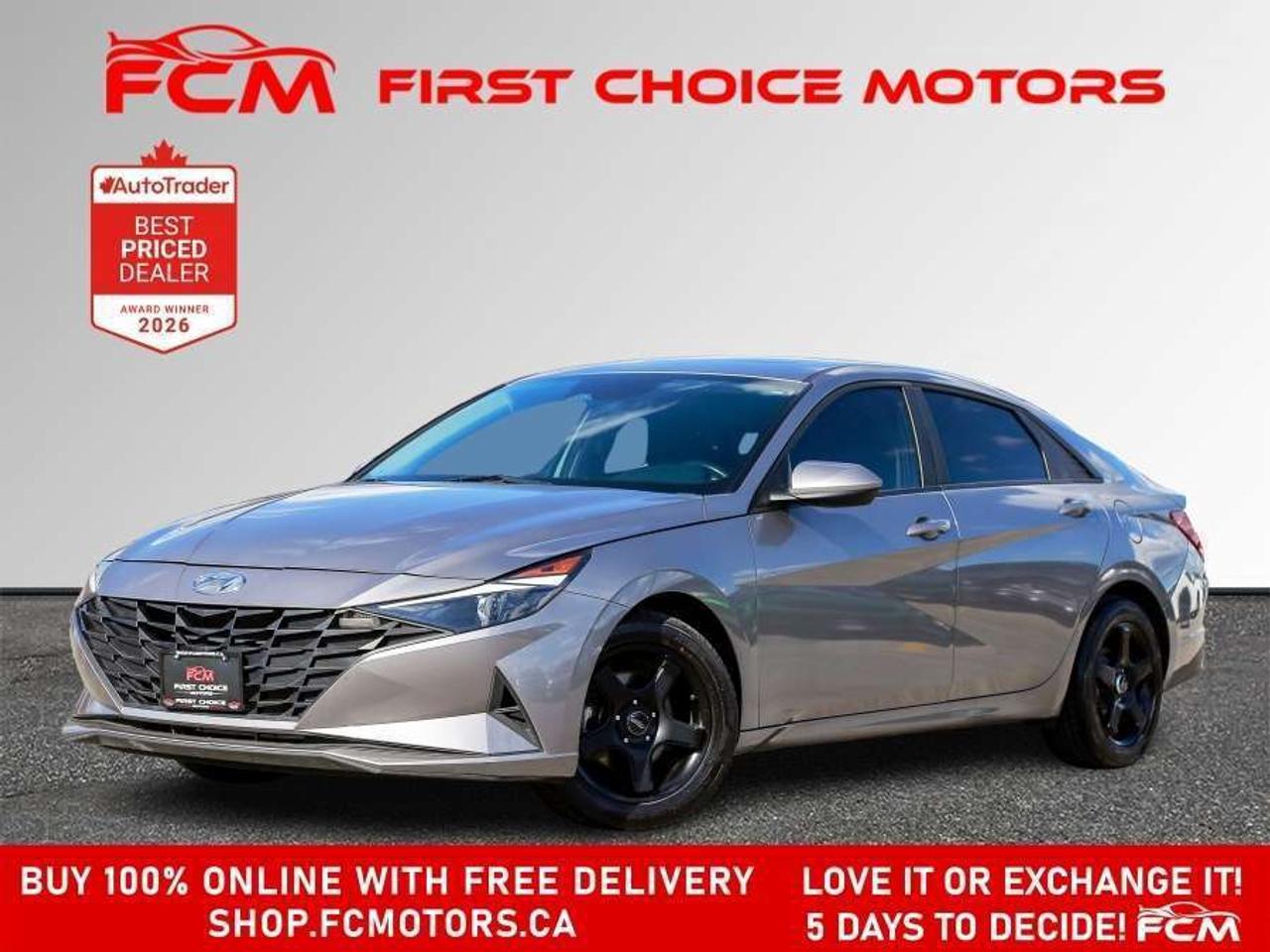 ** ** SPECIAL LIMITED TIME OFFER ** ** PURCHASE ANY VEHICLE THIS WEEK AND RECEIVE 4 BRAND-NEW ALL-SEASON TIRES AT NO ADDITIONAL COST!!! DONT MISS THIS EXCLUSIVE CHANCE TO UPGRADE YOUR RIDE AND STAY PREPARED FOR ANY WEATHER!!! <br> <br> EXCITING NEWS FROM FIRST CHOICE MOTORS! Our brand-new online showroom is now open to the public, bringing the ultimate car shopping experience right to your fingertips! Enjoy a 100% online car shopping experience, with over 500 certified vehicles in stock, comprehensive protection plans, and thousands of new auto parts & accessories available! Plus, for a limited time, were offering FREE deliveries across Ontario on all vehicle purchases! Dont miss outvisit Shop.fcmotors.ca to find and upgrade your perfect vehicle today!<br> <br> Welcome to First Choice Motors, the largest car dealership in Toronto of pre-owned cars, SUVs, and vans priced between $5000-$15,000. With an impressive inventory of over 300 vehicles in stock, we are dedicated to providing our customers with a vast selection of affordable and reliable options. <br> <br> Were thrilled to offer a used 2023 Hyundai Elantra PREFERRED, grey color with 128,000km (STK#9982) This vehicle was $17990 NOW ON SALE FOR $16990. It is equipped with the following features:<br> - Automatic Transmission<br> - Heated seats<br> - Bluetooth<br> - Apple CarPlay<br> - Reverse camera<br> - Alloy wheels<br> - Power windows<br> - Power locks<br> - Power mirrors<br> - Air Conditioning<br> <br> At First Choice Motors, we believe in providing quality vehicles that our customers can depend on. All our vehicles come with a 36-day guarantee on all safety related items. We also offer additional warranty options up to 5 years for our customers who want extra peace of mind.<br> <br> Furthermore, all our vehicles are sold fully certified with brand new brakes rotors and pads, a fresh oil change, and brand new set of all-season tires installed & balanced. You can be confident that this car is in excellent condition and ready to hit the road.<br> <br> At First Choice Motors, we believe that everyone deserves a chance to own a reliable and affordable vehicle. Thats why we offer financing options with low interest rates starting at 7.9% O.A.C. Were proud to approve all customers, including those with bad credit, no credit, students, and even 9 socials. Our finance team is dedicated to finding the best financing option for you and making the car buying process as smooth and stress-free as possible.<br> <br> Our dealership is open 7 days a week to provide you with the best customer service possible. We carry the largest selection of used vehicles for sale under $9990 in all of Ontario. We stock over 300 cars, mostly Hyundai, Chevrolet, Mazda, Honda, Volkswagen, Toyota, Ford, Dodge, Kia, Mitsubishi, Acura, Lexus, and more. With our ongoing sale, you can find your dream car at a price you can afford. Come visit us today and experience why we are the best choice for your next used car purchase!<br> <br> All prices include $22.00 OMVIC Fee.  Excludes, license plates, ownership registration and ONTARIO HST (13%)<br> *No Credit Card payments can be accepted for Vehicle Purchases*<br/><br/>*No Credit Card payments can be accepted for Vehicle Purchases*