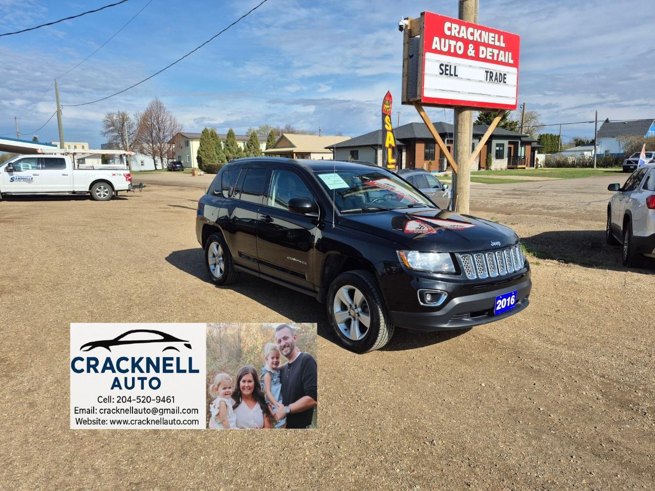<p>2016 Jeep Compass 4WD - Clean Title/Safetied - $147 Bi-Weekly + Tax</p><p><span style=color:rgb( 15 , 15 , 15 )>﻿Located in Carberry, but capable of bringing to Brandon. Priced to Sell! Carfax Available, excellent condition.</span></p><ul><li><p><strong>4WD</strong></p></li><li><p><strong>Heated Front Seats</strong></p></li><li><p>Bluetooth</p></li><li><p><strong>17-Inch Alloy Wheels</strong>:</p></li><li><p>Remote Start</p></li><li><p>Freshly Serviced</p></li><li><p>Local</p></li></ul><p>Financing Available/ Trades Welcome / delivery available.</p><p>Call/Text<u> 204-520-9461</u></p><p>Dealer #5905</p><p>Treaty cards accepted - 7 Day insurances available meaning you can drive home the same day even if MPI is closed (good for weekends and after hours)</p>