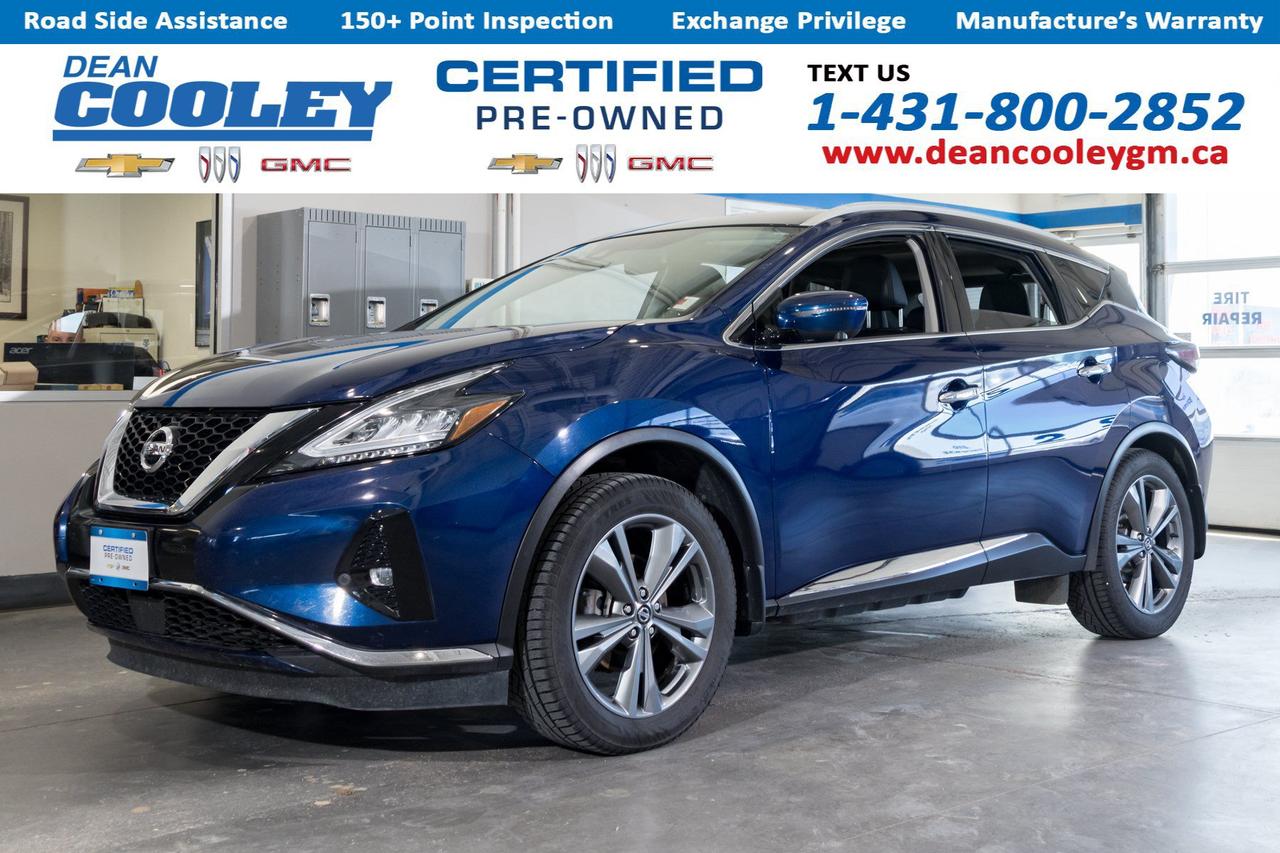 Graphite Semi-Aniline Leather-Appointed Seats, Remote Engine Start, All Wheel Drive, Panoramic Roof, Adaptive Cruise Control, Heated Front Seat(s), Blind Spot Monitor.  The 2019 Nissan Murano Platinum is tailor-made for those in Dauphin looking to tackle the challenges of rural living with ease and comfort. With its robust All Wheel Drive system, this vehicle provides the confidence you need to navigate snow-covered roads and icy conditions typical of our harsh winters. The Remote Engine Start feature ensures your Murano is warmed up and ready to go, while the Panoramic Roof brings the beauty of nearby provincial parks into every drive. Inside, enjoy the luxury of Graphite Semi-Aniline Leather-Appointed Seats, perfect for long journeys into the great outdoors.  Whether youre commuting through the Parkland area or exploring the scenic trails nearby, the 2019 Nissan Murano Platinum offers an array of amenities to enhance your driving experience. The Adaptive Cruise Control takes the stress out of long drives, while the Blind Spot Monitor and Rear Parking Aid provide extra safety when navigating tight spots. With Heated Front Seats, youll stay cozy even on the coldest days, and the tech-savvy interior, featuring a Premium Sound System and Smart Device Integration, keeps you connected and entertained no matter where the road leads. Visit Dean Cooley GM in Dauphin to experience the perfect blend of luxury and functionality in this outstanding SUV.