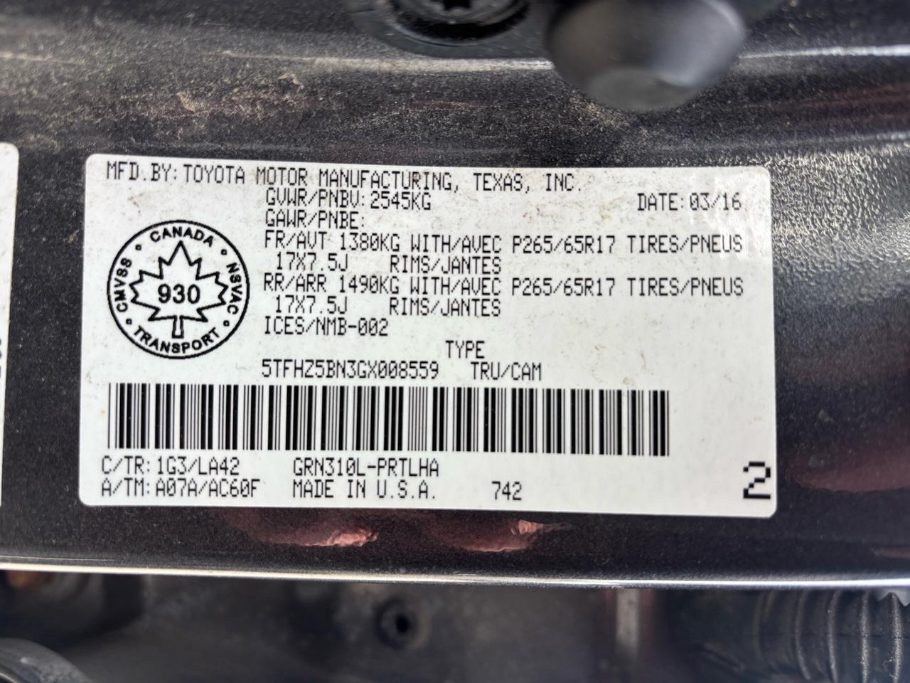 2016 Toyota Tacoma Limited Double Cab 4WD V6 Auto Photo
