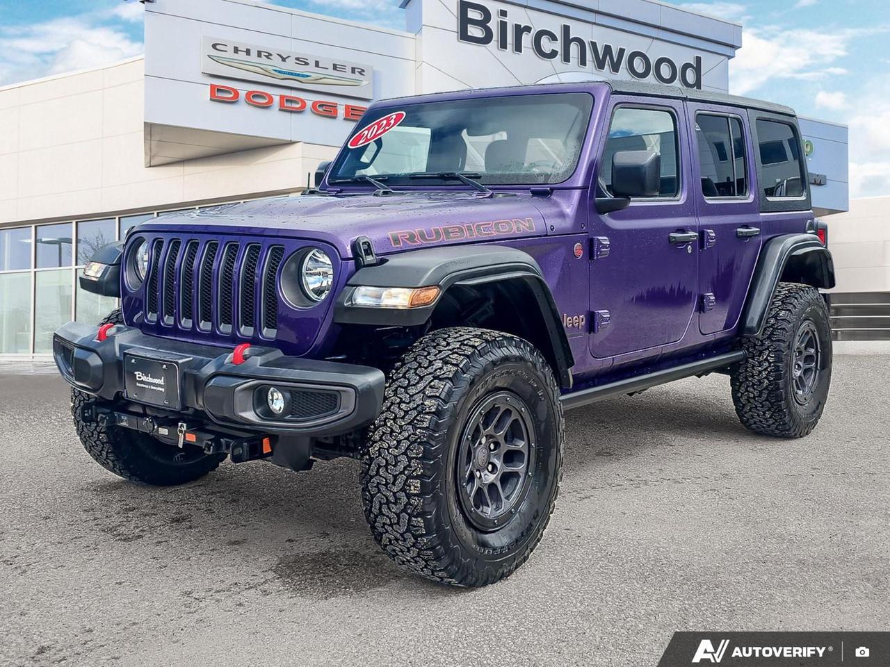 If youre serious about off-road capability without sacrificing everyday livability, this 2023 Jeep Wrangler Rubicon delivers. Equipped with the Xtreme Recon 35 Tire Package, Black Freedom Top 3-Piece Hardtop, and Cold Weather Group, this local one-owner example is built for year-round adventure  not just weekend trail runs.

- Xtreme Recon 35 Tire Package (AGB)  serious off-road rubber straight from the factory
- Black Freedom Top 3-Piece Hardtop  removable sections for open-air driving, solid weather protection when closed
- Cold Weather Group  heated features to keep you comfortable through Manitoba winters
- Trailer Tow & HD Electrical Group  ready to haul gear, trailers, or toys
- 3.6L V6 with Automatic Transmission and Part-Time 4WD  proven Rubicon drivetrain
- Dual Zone Automatic Climate Control  comfort dialed in for driver and passenger independently
- 4G LTE Wi-Fi Hotspot & Smart Device Integration  stay connected on and off the trail
- Local, one-owner history with only 35,128 km  well-maintained and ready for its next chapter

This Wrangler Rubicon is available now at Birchwood Chrysler Dodge Jeep Ram. Reserve it online, start your purchase at birchwoodchrysler.ca, or contact us to book a test drive. Our team is here to make the process straightforward and on your schedule.
With us, Experience is Everything. Complete as much or as little of your purchase online as you like. All pricing is what you see is what you pay. No hidden fees. On our website you can choose payment options and terms knowing these are transparent and accurate.

Start your purchase online to build your exact pricing to your specifics like how much money down, vehicle trade and any accessories or added optional protection that suits your needs.

Any questions let us know by calling (204) 774-4444, wed love to send you a video to clarify any questions about a vehicle!

Visit us in store at 90-3965 Portage Ave in the Birchwood Autopark.

Dealer permit #5686
Dealer permit #5686