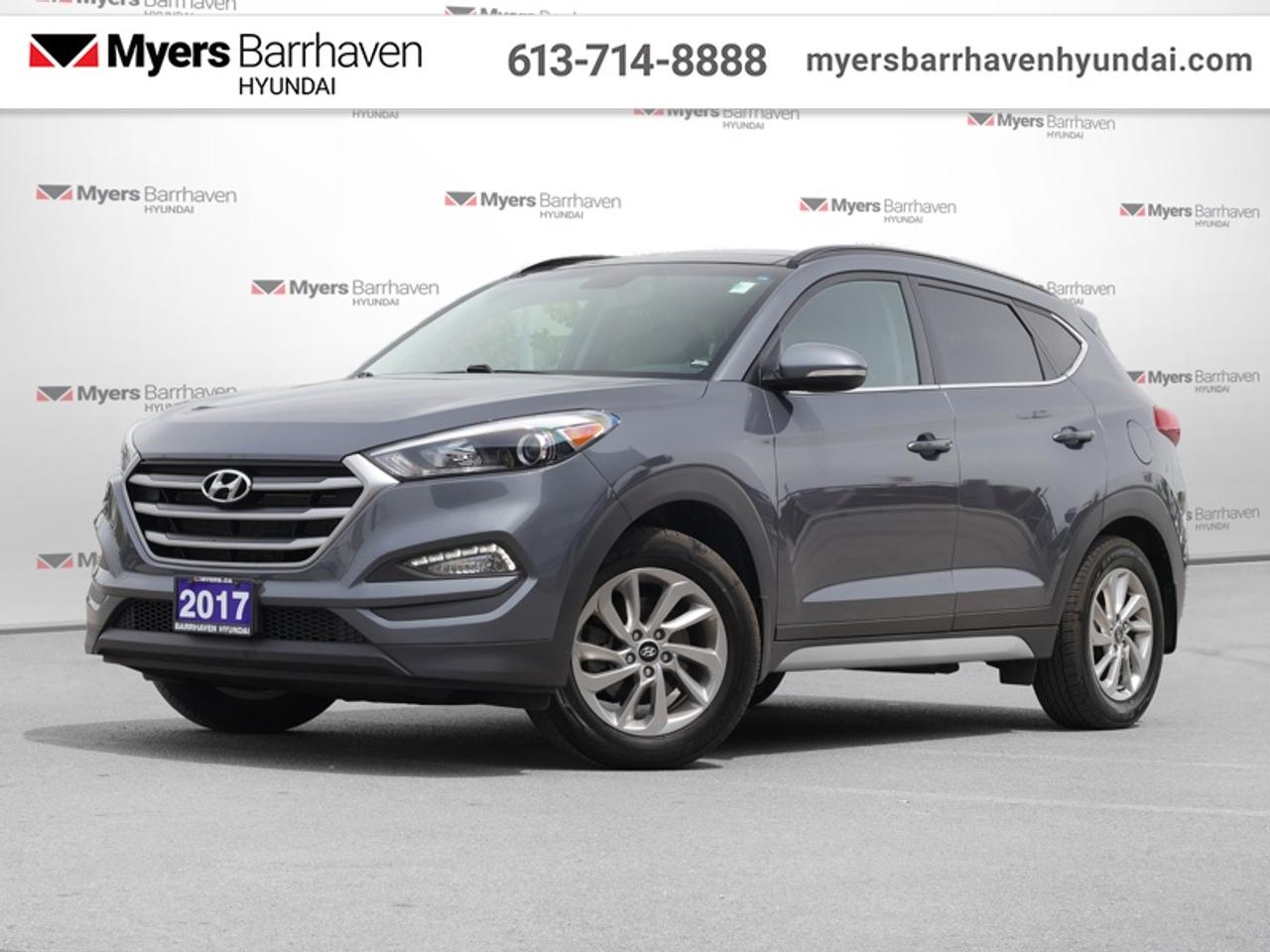 <b>Sunroof, Leather Seats, Navigation, Heated Steering Wheel, Bluetooth, Sunroof, Heated Seats, Rear View Camera </b><br> <br>  Compare at $15435 - Our Price is just $14985! <br> <br>For a versatile crossover with an upscale look and feel, this Hyundai Tucson is an excellent value. This 2017 Hyundai Tucson is for sale today.<br> <br>Out of all of your options for a compact crossover, this Hyundai Tucson stands out in a big way. The bold look, refined interior, and amazing versatility make it a capable, eager vehicle thats up for anything. It doesnt hurt that it comes with generous standard features and technology. For comfort, technology, and economy in one stylish package, look no further than this versatile Hyundai Tucson.<br> <br>This SUV has 118,500 km. Its GREY in colour. It has an Automatic transmission and is powered by a 164HP 2.0L 4 Cylinder Engine. <br> <br> Our Tucsons trim level is Luxury. This Hyundai Tucson Luxury is one of the smartest compact SUVs on the road. Features include an 8 inch touch screen with navigation, Android Auto and Apple Car Play, Infinity premium audio, Bluetooth, and a smart power tailgate. It also comes with a heated steering wheel, heated front and rear leather seats, panoramic sunroof, dual-zone automatic climate control, CleanAir ionizer, auto defogger, Bluetooth, a backup camera, and auto projection headlights. Safety technology includes blind spot detection, rear cross-traffic alert, and lane change assist.<br> <br/>Buy this vehicle now for the lowest bi-weekly payment of <b>$162.55</b> with $1499 down for 48 months @ 9.99% APR O.A.C. ( Plus applicable taxes - & fees ). See dealer for details. <br><br>*LIFETIME ENGINE TRANSMISSION WARRANTY NOT AVAILABLE ON VEHICLES WITH KMS EXCEEDING 140,000KM, VEHICLES 8 YEARS & OLDER, OR HIGHLINE BRAND VEHICLE(eg. BMW, INFINITI. CADILLAC, LEXUS...) o~o