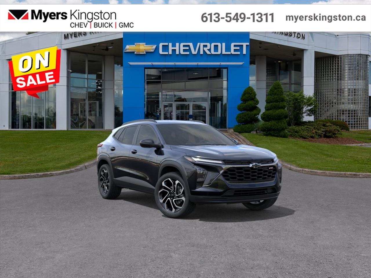 <b>Heated Seats,  Remote Start,  Adaptive Cruise Control,  Blind Spot Detection,  Heated Steering Wheel!</b><br> <br>  SPECIAL! EMPLOYEE PRICING ON NOW! Was $34260. Now $32607! $1653 discount until Aug 31!  <br> <br/>With agile handling and practical dimensions the Trax adapts easily to city streets, road trips and everyday drive routines.<br> <br>The 2026 Chevrolet Trax combines a sleek exterior, refined interior and intuitive features into a compact SUV that fits both your lifestyle and your budget. Its smart connectivity and flexible cabin layout make it easy for passengers, cargo and daily commutes to stay equally comfortable and efficient. With Chevrolets strong support network and thoughtful design, the Trax stands out as a dependable, versatile choice in its segment.<br> <br>This Mosaic Black Metallic SUV has an Automatic transmission and is powered by a 137HP 1.2L 3 Cylinder Engine. <br> <br> Our Traxs trim level is 2RS. This Trax 2RS features the Driver Confidence Package with rear cross traffic alert, blind spot detection and adaptive cruise control, with the LS Convenience Package, that includes a heated steering wheel, heated side mirrors and remote engine start, along with great standard features such as heated front seats, cruise control, 60/40 split-folding rear seats, air conditioning, and an upgraded 11-inch infotainment screen with wireless Apple CarPlay and Android Auto, wi-fi hotspot capability, active noise cancellation, and SiriusXM streaming radio. Safety features also include front pedestrian braking, forward collision alert, lane keeping assist with lane departure warning, IntelliBeam, and a rearview camera. This vehicle has been upgraded with the following features: Heated Seats, Remote Start, Adaptive Cruise Control, Blind Spot Detection, Heated Steering Wheel, Apple CarPlay, Android Auto.<br><br> <br>To apply right now for financing use this link: <a href=https://www.taylorautomall.com/finance/apply-for-financing/ target=_blank>https://www.taylorautomall.com/finance/apply-for-financing/</a><br> <br/>Weve discounted this vehicle $1653. 4.99% financing for 84 months. Incentives expire 2026-08-31. See dealer for details. <br><br>HST, licensing, and Federal luxury tax (if applicable) are extra. <br><br> Come by and check out our fleet of 60+ used cars and trucks and 180+ new cars and trucks for sale in Kingston.  o~o