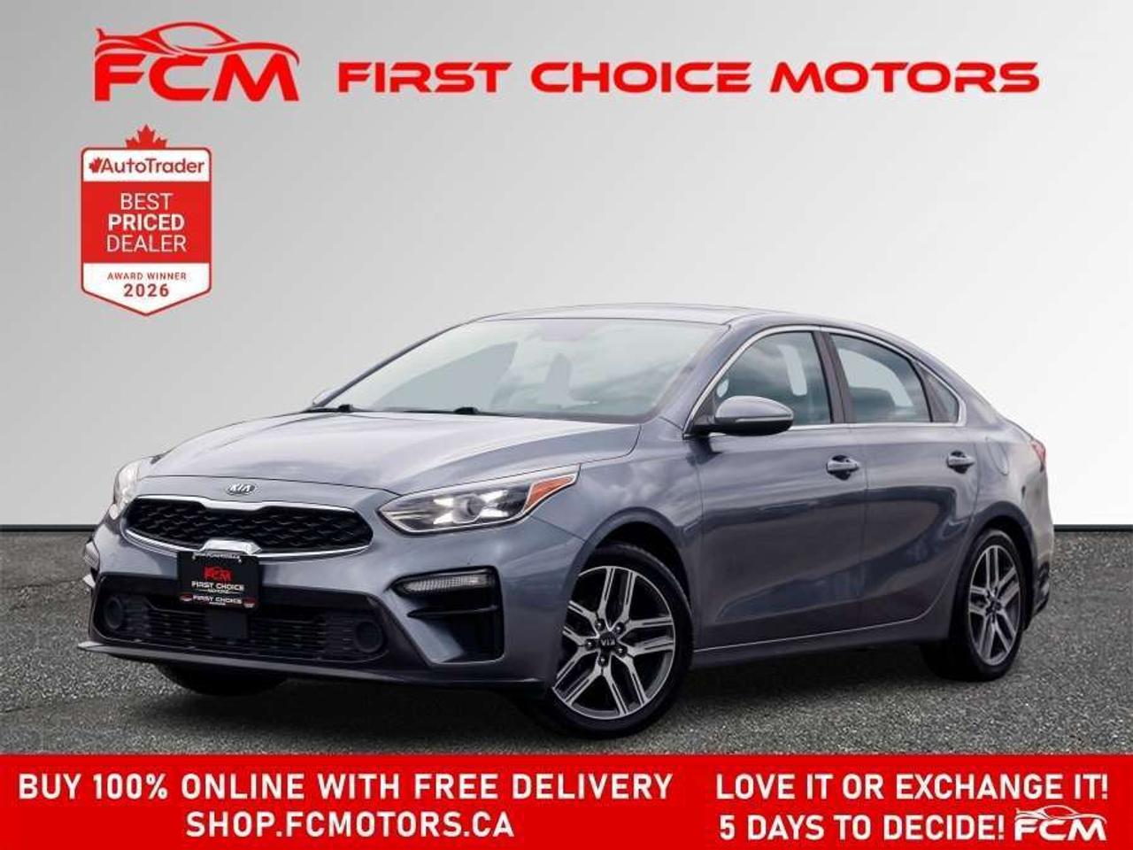 ** ** SPECIAL LIMITED TIME OFFER ** ** PURCHASE ANY VEHICLE THIS WEEK AND RECEIVE 4 BRAND-NEW ALL-SEASON TIRES AT NO ADDITIONAL COST!!! DONT MISS THIS EXCLUSIVE CHANCE TO UPGRADE YOUR RIDE AND STAY PREPARED FOR ANY WEATHER!!!       EXCITING NEWS FROM FIRST CHOICE MOTORS! Our brand-new online showroom is now open to the public, bringing the ultimate car shopping experience right to your fingertips! Enjoy a 100% online car shopping experience, with over 500 certified vehicles in stock, comprehensive protection plans, and thousands of new auto parts & accessories available! Plus, for a limited time, were offering FREE deliveries across Ontario on all vehicle purchases! Dont miss outvisit Shop.fcmotors.ca to find and upgrade your perfect vehicle today!      Welcome to First Choice Motors, the largest car dealership in Toronto of pre-owned cars, SUVs, and vans priced between $5000-$15,000. With an impressive inventory of over 300 vehicles in stock, we are dedicated to providing our customers with a vast selection of affordable and reliable options.       Were thrilled to offer a used 2019 Kia Forte EX, grey color with 191,000km (STK#10004) This vehicle was $10990 NOW ON SALE FOR $9990. It is equipped with the following features:   - Automatic Transmission   - Leather Seats   - Sunroof   - Heated seats   - Navigation   - Bluetooth   - Apple CarPlay   - Reverse camera   - Alloy wheels   - Power windows   - Power locks   - Power mirrors   - Air Conditioning      At First Choice Motors, we believe in providing quality vehicles that our customers can depend on. All our vehicles come with a 36-day guarantee on all safety related items. We also offer additional warranty options up to 5 years for our customers who want extra peace of mind.      Furthermore, all our vehicles are sold fully certified with brand new brakes rotors and pads, a fresh oil change, and brand new set of all-season tires installed & balanced. You can be confident that this car is in excellent condition and ready to hit the road.      At First Choice Motors, we believe that everyone deserves a chance to own a reliable and affordable vehicle. Thats why we offer financing options with low interest rates starting at 7.9% O.A.C. Were proud to approve all customers, including those with bad credit, no credit, students, and even 9 socials. Our finance team is dedicated to finding the best financing option for you and making the car buying process as smooth and stress-free as possible.      Our dealership is open 7 days a week to provide you with the best customer service possible. We carry the largest selection of used vehicles for sale under $9990 in all of Ontario. We stock over 300 cars, mostly Hyundai, Chevrolet, Mazda, Honda, Volkswagen, Toyota, Ford, Dodge, Kia, Mitsubishi, Acura, Lexus, and more. With our ongoing sale, you can find your dream car at a price you can afford. Come visit us today and experience why we are the best choice for your next used car purchase!      All prices include $22.00 OMVIC Fee.  Excludes, license plates, ownership registration and ONTARIO HST (13%)   *No Credit Card payments can be accepted for Vehicle Purchases*    *No Credit Card payments can be accepted for Vehicle Purchases*