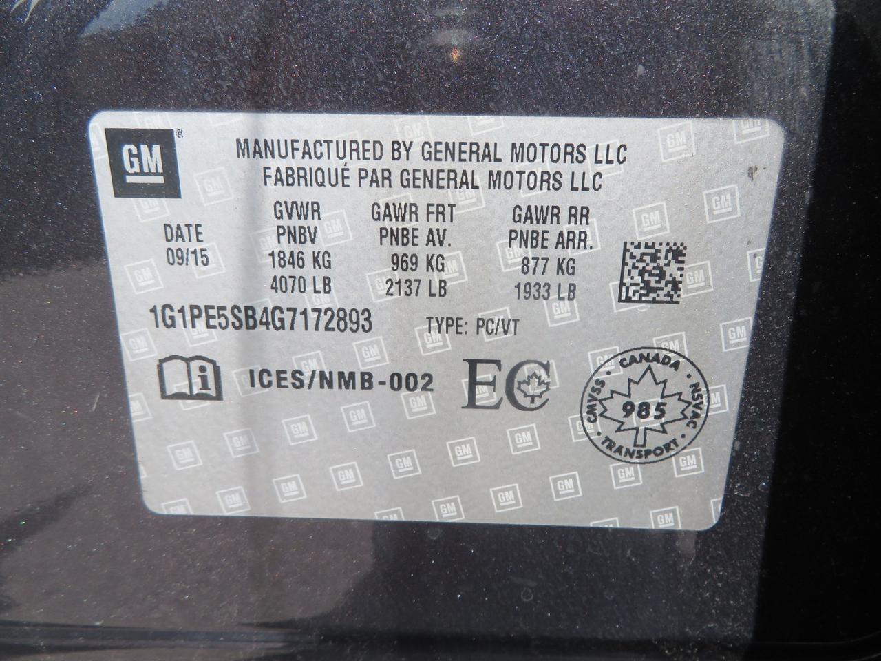 2016 Chevrolet Cruze 4DR SDN LT W-1LT Photo