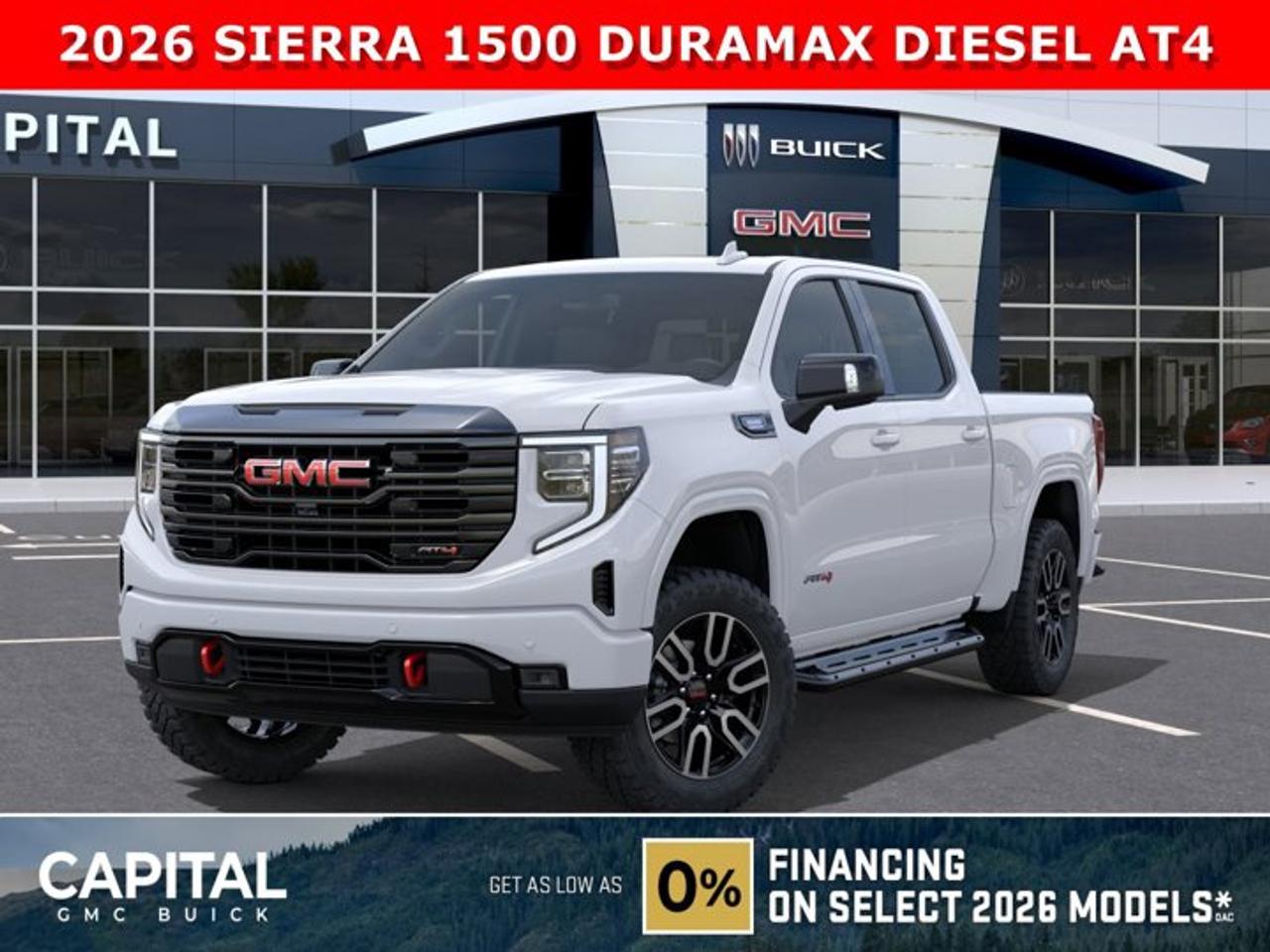 Dont miss out on this Sierra 1500 AT4 Diesel! Fully Equipped with the Premium Plus Package, Technology Package, Heated and Cooled Bucket Seats, Heated Rear Seats, Heated Steering, 360 CAM, 15 Heads-up Display, Rear Streaming Camera Mirror, Body Color Wheel Arch Moldings, Power Sunroof, Wireless Charger, Dual Exhaust, 2 Inch Factory Lift and so much more... This rare truck can be yours so CALL NOWAsk for the Internet Department for more information or book your test drive today! Text 825-445-0521 for fast answers at your fingertips!AMVIC Licensed Dealer - Licence Number B1044900Disclaimer: All prices are plus GST and include all cash credits and loyalties. See dealer for details. AMVIC Licensed Dealer # B1044900