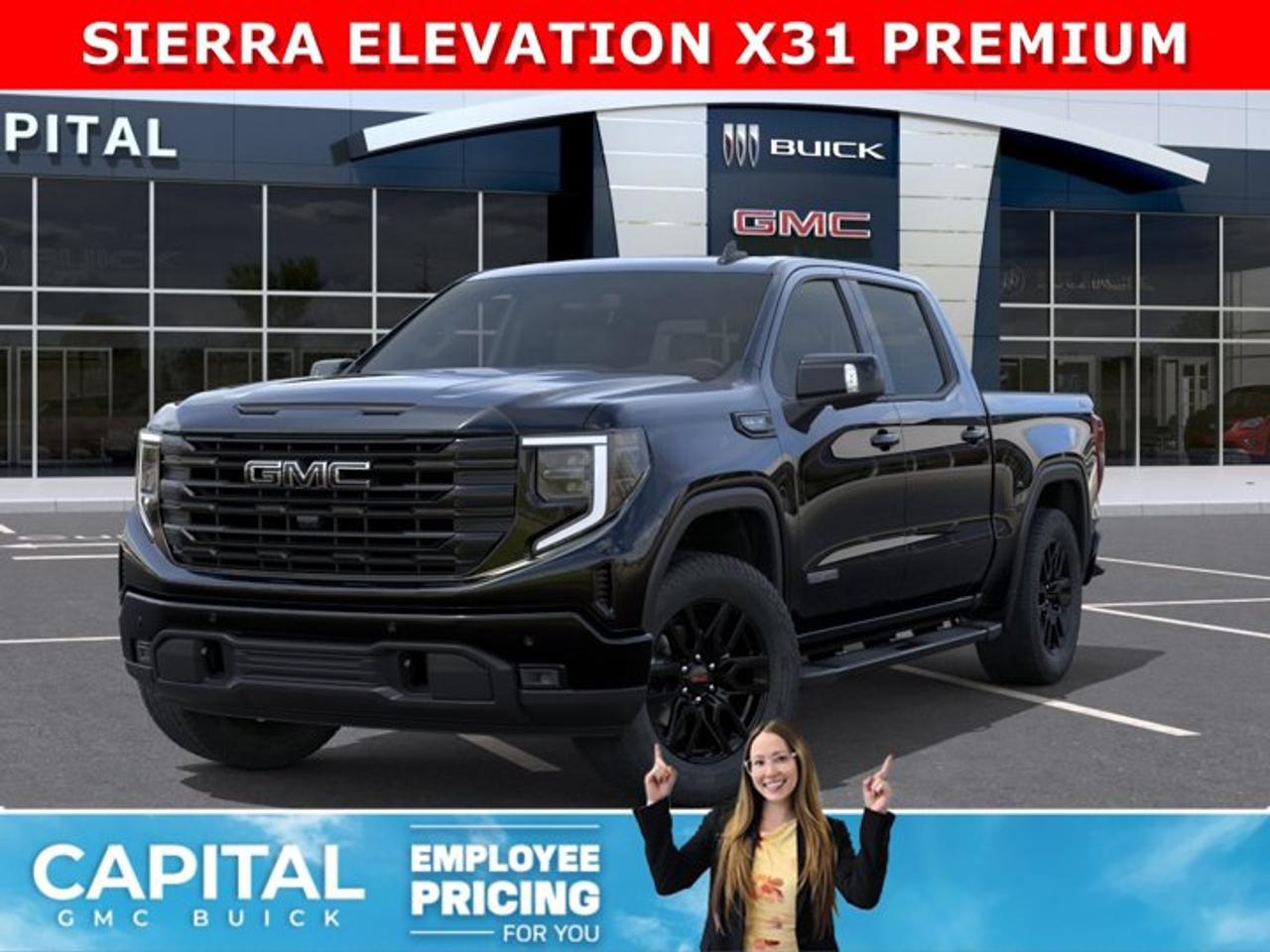 Take a look at this 2026 GMC SIERRA 1500 Elevation Premium Package... Fully Equipped with Power Sunroof, BLACK PACKAGE, Heated Leather BUCKET Seats, X31 OFF-ROAD Package, ALL-WEATHER FLOOR MATS, Heated Steering, Adaptive Cruise Control, Dual Exhaust, 360 CAM, 6 Assist Steps, Black Emblems, MultiPro Tailgate, Integrated Brake Controller, Wireless Charger, Blind Zone monitoring, and so much more!Ask for the Internet Department for more information or book your test drive today! Text 507-585-4395 for fast answers at your fingertips!AMVIC Licensed Dealer - Licence Number B1044900Disclaimer: All prices are plus GST and include all cash credits and loyalties. See dealer for details. AMVIC Licensed Dealer # B1044900