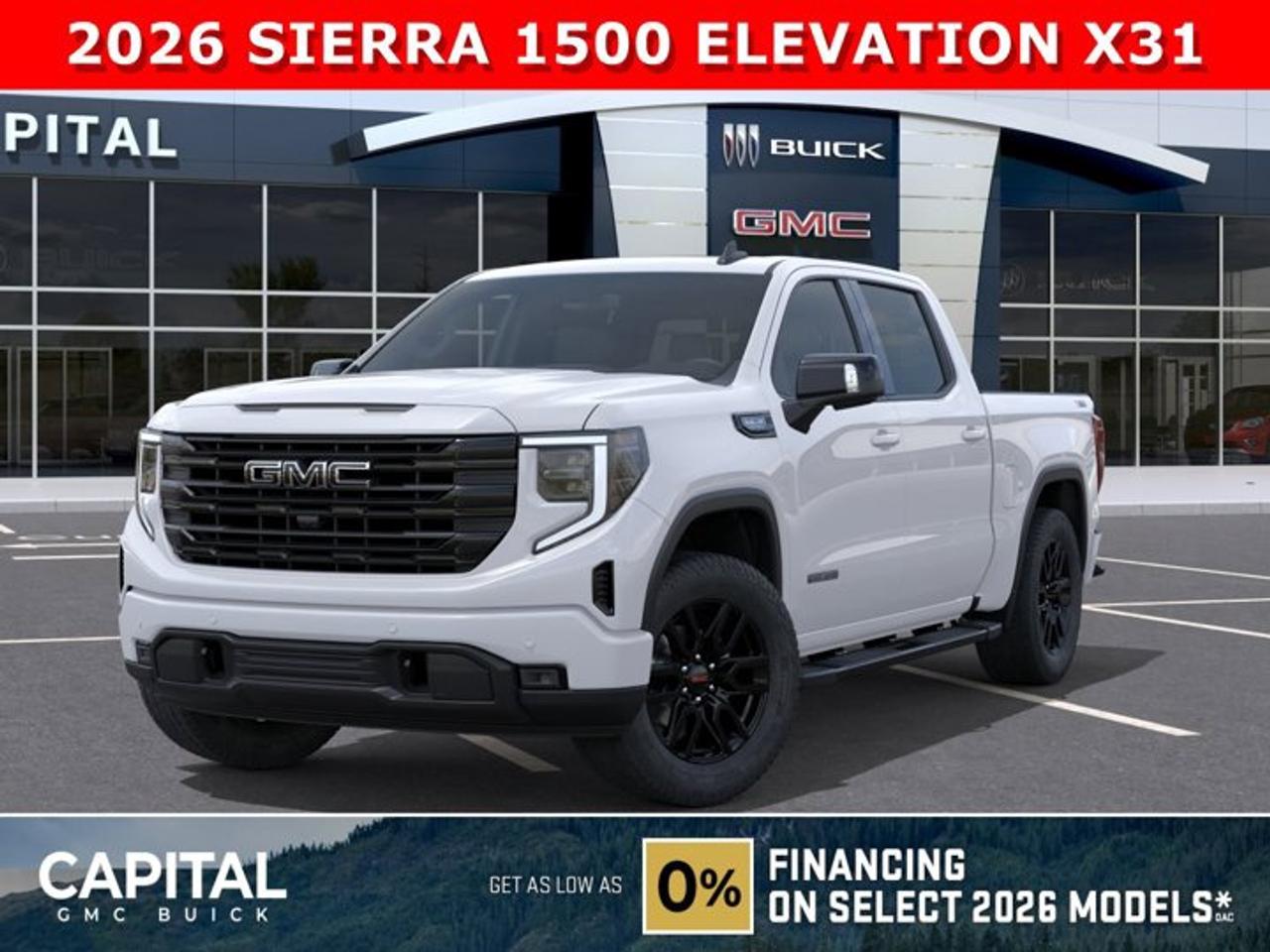 Take a look at this 2026 GMC SIERRA 1500 Elevation Premium Package... Fully Equipped with Power Sunroof, BLACK PACKAGE, Heated Leather BUCKET Seats, X31 OFF-ROAD Package, ALL-WEATHER FLOOR MATS, Heated Steering, Adaptive Cruise Control, Dual Exhaust, 360 CAM, 6 Assist Steps, Black Emblems, MultiPro Tailgate, Integrated Brake Controller, Wireless Charger, Blind Zone monitoring, and so much more!Ask for the Internet Department for more information or book your test drive today! Text 825-445-0521 for fast answers at your fingertips!AMVIC Licensed Dealer - Licence Number B1044900Disclaimer: All prices are plus GST and include all cash credits and loyalties. See dealer for details. AMVIC Licensed Dealer # B1044900