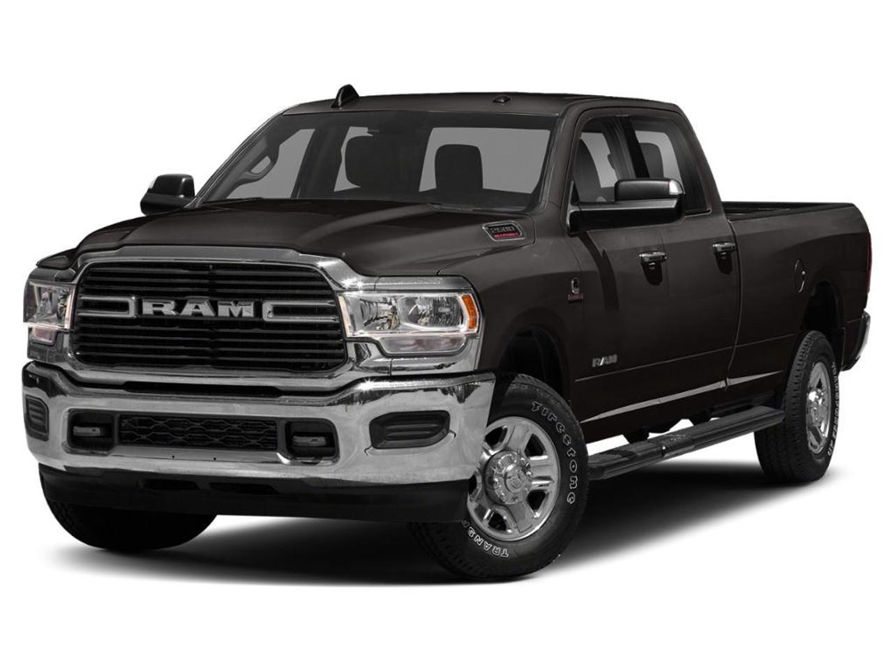 Uconnect 4C NAV 8.4IN Display | BlindSpot and CrossPath Detection | <br>9 Alpine Speakers w/Subwoofer | Spray-In Bedliner | Remote Start System<br><br>Remote Start, 115-Volt Auxiliary Power Outlet - Front, 115-Volt Auxiliary Power Outlet - Rear, 2-Way Rear Headrests, 2nd Row In-Floor Storage Bins, 3.73 Rear Axle Ratio, 4-Way Adjustable Front Headrests, 4-Wheel Disc Brakes, 400-Watt Inverter, 5-Year SiriusXM Traffic Subscription, 7 Customizable In-Cluster Display, 8.4 Touchscreen, 9 Alpine Speakers w/Subwoofer, A/C w/Dual-Zone Auto Temp Control, ABS brakes, Air Conditioning, Apple CarPlay Capable, Auto-Dimming Rear-View Mirror, Big Horn Level 2 Equipment Group, Black Power Folding Heated Tow Mirrors, Black Power Tow Spotter Mirrors, Blind-Spot/Cross-Path (Truck Only), Block heater, Brake assist, Centre High-Mount Stop Lamp w/Camera, Centre Stack Storage Drawer, Cloth Front 40/20/40 Bench Seat, Compass, Dampened Tailgate, Delay-off headlights, Disassociated Touchscreen Display, Door Trim Panel Foam Bottle Insert, Driver door bin, Dual front impact airbags, Dual front side impact airbags, Dual Glove Boxes, Dual Remote USB Charging Ports, Electronic Stability Control, Electronically Controlled Throttle, Fog Lamps, Fold-Flat Load Floor w/Storage, Footwell Courtesy Lamp, For Details Visit DriveUconnect.ca, For SiriusXM Info, Call 888-539-7474, Front 40/20/40 Split Bench Seat, Front anti-roll bar, Front Armrest w/Cupholders, Front Centre Seat Cushion Storage, Front Heated Seats, Front reading lights, Front Seatback Map Pockets, Fully automatic headlights, Glove Box Lamp, Google Android Auto, GPS Antenna Input, GPS Navigation, Hands-Free Communication w/Bluetooth, HD Radio, Heated door mirrors, Heated Steering Wheel, Illuminated entry, Integrated Centre Stack Radio, Leather-Wrapped Steering Wheel, LED Fog Lamps, LED Reflector Headlamps, LED Taillamps, Locking Lower Glove Box, Low tire pressure warning, Manual 4-Way Adjustable Driver Seat, Manual 4-Way Adjustable Passenger Seat, Mirror-Mounted Aux Reverse Lamps, Occupant sensing airbag, Outside temperature display, Overhead airbag, Overhead console, Panic alarm, Park-Sense Front & Rear Park Assist, ParkView Rear Back-Up Camera, Passenger door bin, Passenger vanity mirror, Power 2-Way Driver Lumbar Adjust, Power 8-Way Adjustable Driver Seat, Power Adjustable Pedals, Power Convex Aux Exterior Mirrors, Power door mirrors, Power Folding Exterior Mirrors, Power steering, Power windows, Premium Cloth Front 40/20/40 Bench, Quick Order Package 2HZ, Radio: Uconnect 4 w/8.4 Display, Radio: Uconnect 4C Nav w/8.4 Display, Rear 60/40 Split Folding Bench Seat, Rear anti-roll bar, Rear Dome Lamp w/On/Off Switch, Rear Folding Seat, Rear Power Sliding Window, Rear step bumper, Rear Wheelhouse Liners, Rear Window Defroster, Remote keyless entry, Remote Start System, Security Alarm, Selectable Tire Fill Alert, SiriusXM Satellite Radio, SiriusXM Traffic, SiriusXM Travel Link, Speed control, Spray-In Bedliner, Steering Wheel Mounted Audio Controls, Sun Visors w/Illuminated Vanity Mirrors, Surround View Camera System, Tachometer, Tilt steering wheel, Tip Start, Towing Technology Group, Traction control, Trailer Reverse Guidance, Trip computer, Turn signal indicator mirrors, Universal Garage Door Opener, USB Mobile Projection, Variably intermittent wipers, Voltmeter, Wheel Centre Hub, Wheels: 18 x 8 Polished Forged Aluminum.<br><br>Granite Crystal Metallic Clearcoat<br>2019 Ram 2500 Big Horn<br>4D Crew Cab<br>6.7L Cummins I6 Turbodiesel 6-Speed Automatic<br>4WD
