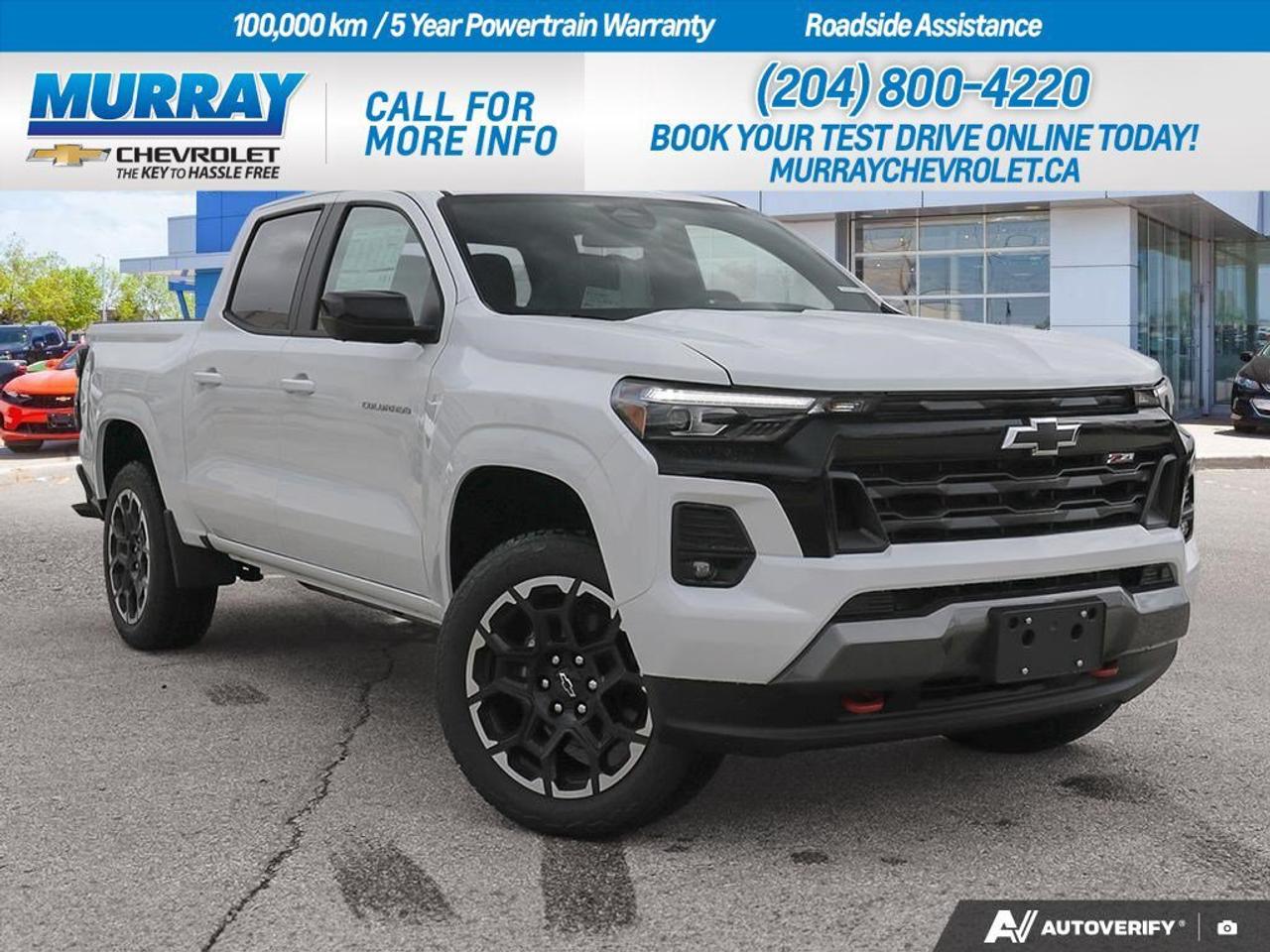 * SUNROOF POWER SLIDING GLASS WITH MANUAL SHADE * * TECHNOLOGY PACKAGE * * Z71 CONVENIENCE PACKAGE III *  Experience the impressive power of the 2026 Chevrolet Colorado 4WD Z71 in the dynamic city of Winnipeg. This crew cab pickup is designed to impress with its Turbocharged Gas I4 2.7L engine that boasts an impressive 310 hp and 430 lb-ft of torque, ensuring you have the muscle for any adventure. Paired with a smooth 8-Speed Automatic transmission, this Colorado promises a driving experience like no other.  Step into luxury and comfort with the Jet Black/Adrenaline Red perforated leather-appointed front seat trim, and enjoy the convenience of keyless start and remote engine start. The Colorado also features premium technology, including Adaptive Cruise Control and HD Surround Vision, enhancing both safety and convenience on every journey.  The bold Summit White exterior is complemented by 20 painted aluminum wheels, ensuring you make a statement wherever you go. With four-wheel drive capability, all-weather floor liners, and a spray-on bedliner, this truck is ready for any terrain or weather condition, making it perfect for both city drives and outdoor adventures.  Stay connected and entertained with the Bose Premium Audio System and Bluetooth connection, while features like Lane Departure Warning and Blind Spot Monitor keep you safe and alert. This Colorado is designed to meet all your needs with style, power, and innovation.   Dealer Permit #1740