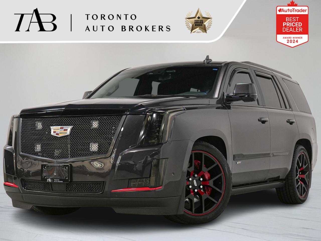 This 2017 Cadillac Escalade Platinum Edition is a local Ontario vehicle that combines full-size luxury, commanding presence, and exceptional performance. Equipped with a supercharged powertrain and premium upgrades, this Escalade delivers an exhilarating driving experience while maintaining the comfort and refinement expected from Cadillacs flagship SUV.

Key Features Include:

Platinum Edition Package
Supercharged Engine Upgrade
Brembo Performance Brakes
22-Inch Alloy Wheels
Magnetic Ride Control Suspension
Premium Leather Interior
Heated and Ventilated Front Seats
Heated Second-Row Seats
Power Adjustable Front Seats with Memory
Navigation System
Rear-Seat Entertainment System
Surround Vision Camera System


NOW OFFERING 3 MONTH DEFERRED FINANCING PAYMENTS ON APPROVED CREDIT. 

WE OFFER THE BEST FINANCE RATES, AND DONT CHARGE ANY FINANCING FEE

 Looking for a top-rated pre-owned luxury car dealership in the GTA? Look no further than Toronto Auto Brokers (TAB)! Were proud to have won multiple awards, including the 2024 AutoTrader Best Priced Dealer, the 2024 CarGurus Award, the 2025 Top Choice Award, the 2025 Consumer Satisfaction Award, the 2025 Canadian Choice Award, the 2025 Three Best Rated Dealer Award, and many more!

With 30 years of experience serving the Greater Toronto Area, TAB is a respected and trusted name in the pre-owned luxury car industry. Our 30,000 sq.Ft indoor showroom is home to a wide range of luxury vehicles from top brands like BMW, Mercedes-Benz, Audi, Porsche, Land Rover, Jaguar, Aston Martin, Bentley, Maserati, and more. And we dont just serve the GTA, were proud to offer our services to all cities in Canada, including Vancouver, Montreal, Calgary, Edmonton, Winnipeg, Saskatchewan, Halifax, and more.

At TAB, were committed to providing a no-pressure environment and honest work ethics. As a family-owned and operated business, we treat every customer like family and ensure that every interaction is a positive one. Come experience the TAB Lifestyle at its truest form, luxury car buying has never been more enjoyable and exciting!

We offer a variety of services to make your purchase experience as easy and stress-free as possible. From competitive and simple financing and leasing options to extended warranties, aftermarket services, and full history reports on every vehicle, we have everything you need to make an informed decision. We welcome every trade, even if youre just looking to sell your car without buying, and when it comes to financing or leasing, we offer same day approvals, with access to over 50 lenders, including all of the banks in Canada. Feel free to check out your own Equifax credit score without affecting your credit score, simply click on the Equifax tab above and see if you qualify.

Call us today or visit our website to learn more about our inventory and services. And remember, all prices exclude applicable taxes and licensing, and vehicles can be certified at an additional cost of $999.