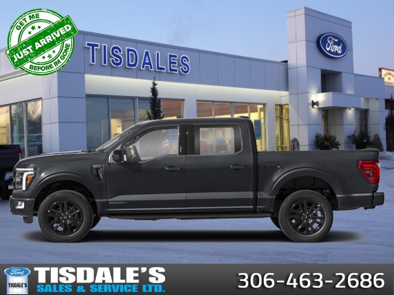 <b>Sunroof, 20 inch Aluminum Wheels, Spray-in Bedliner!</b><br> <br> Check out the large selection of new Fords at Tisdales today!<br> <br>The 2026 Ford F-150 blends everyday usability, robust build quality and forward-looking design into a pickup that truly serves you.<br> <br>The 2026 Ford F-150 combines proven leadership in toughness with smart innovation to deliver a truck built for real-world demands. Inside, the cabin features refined materials, intuitive tech and comfortable seating to support both driver and passengers on every journey. With its strong presence, flexible design and Fords legacy of dependability, the F-150 is ready for whatever work or play you throw its way.<br> <br>This Agate Black Metallic Crew Cab 4X4 pickup has an Automatic transmission and is powered by a 382HP 3.5L V6 Cylinder Engine. <br> <br> Our F-150s trim level is Platinum. This exceptional pickup commands attention with its striking black grille, body-coloured bumpers, directionally adaptive projector beam LED headlights, power running boards, and gloss black painted aluminum wheels. Inside, the ultra-refined cabin showcases sophisticated craftsmanship with aluminum and leather inserts, a heated leather steering wheel with auto tilt away, locking second row underseat storage, and unique multi-contour leather bucket seats featuring heating, ventilation, and Active Motion massage functionality. Every journey is further elevated by world-class tech and convenience, including a Head-Up Display, voice activated dual zone automatic air conditioning, power adjustable pedals, and a 12-inch SYNC 4 display integrated with a 14-speaker B&O Unleashed sound system and connected navigation. Finally, you can travel with ultimate peace of mind under the protection of cutting-edge safety features like BlueCruise driving technology, adaptive cruise control with stop and go, a blind spot information system with cross traffic alert, and a full aerial view camera system equipped with a cargo bed camera. This vehicle has been upgraded with the following features: Sunroof, 20 inch Aluminum Wheels, Spray-in Bedliner.<br><br> View the original window sticker for this vehicle with this url <b><a href=http://www.windowsticker.forddirect.com/windowsticker.pdf?vin=1FTFW7L80TFB41476 target=_blank>http://www.windowsticker.forddirect.com/windowsticker.pdf?vin=1FTFW7L80TFB41476</a></b>.<br> <br>To apply right now for financing use this link: <a href=http://www.tisdales.com/shopping-tools/apply-for-credit.html target=_blank>http://www.tisdales.com/shopping-tools/apply-for-credit.html</a><br> <br/>Total rebate of $6750 is reflected in the price. Incentives expire 2026-06-30. See dealer for details. <br><br>Tisdales is not your standard dealership. Sales consultants are available to discuss what vehicle would best suit the customer and their lifestyle, and if a certain vehicle isnt readily available on the lot, one will be brought in.<br> Come by and check out our fleet of 20+ used cars and trucks and 80+ new cars and trucks for sale in Kindersley.  o~o