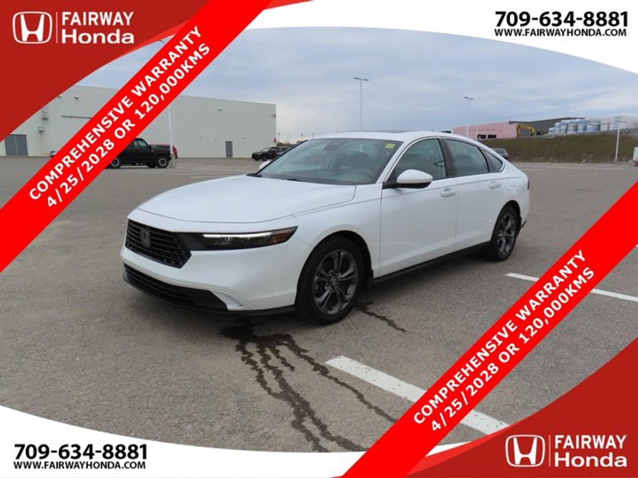 Odometer is 15341 kilometers below market average! Nh883p 2023 Honda Accord EX FWD CVT 1.5T I4 DOHC 16V Turbocharged VTEC*Professionally Detailed*, *Market Value Pricing*, Black Cloth, 17 Aluminum Alloy Wheels, 4-Wheel Disc Brakes, 8 Speakers, ABS brakes, Air Conditioning, Alloy wheels, AM/FM radio, Apple CarPlay/Android Auto, Auto High-beam Headlights, Automatic temperature control, Brake assist, Bumpers: body-colour, Compass, Delay-off headlights, Driver door bin, Driver vanity mirror, Dual front impact airbags, Dual front side impact airbags, Electronic Stability Control, Emergency communication system: HondaLink Assist, Exterior Parking Camera Rear, Fabric Seating Surfaces, Forward collision: Collision Mitigation Braking System (CMBS) + FCW mitigation, Four wheel independent suspension, Front anti-roll bar, Front Bucket Seats, Front dual zone A/C, Front reading lights, Fully automatic headlights, Heated door mirrors, Heated Front Bucket Seats, Heated front seats, Illuminated entry, Knee airbag, Lane departure: Lane Keeping Assist System (LKAS) active, Low tire pressure warning, Occupant sensing airbag, Outside temperature display, Overhead airbag, Overhead console, Panic alarm, Passenger door bin, Passenger vanity mirror, Power door mirrors, Power driver seat, Power moonroof, Power steering, Power windows, Radio data system, Radio: AM/FM Audio System w/8 Speakers, Rear anti-roll bar, Rear side impact airbag, Rear window defroster, Remote keyless entry, Security system, Speed control, Speed-sensing steering, Split folding rear seat, Steering wheel mounted audio controls, Tachometer, Telescoping steering wheel, Tilt steering wheel, Traction control, Trip computer, Variably intermittent wipers.Fairway Honda - Community Driven!