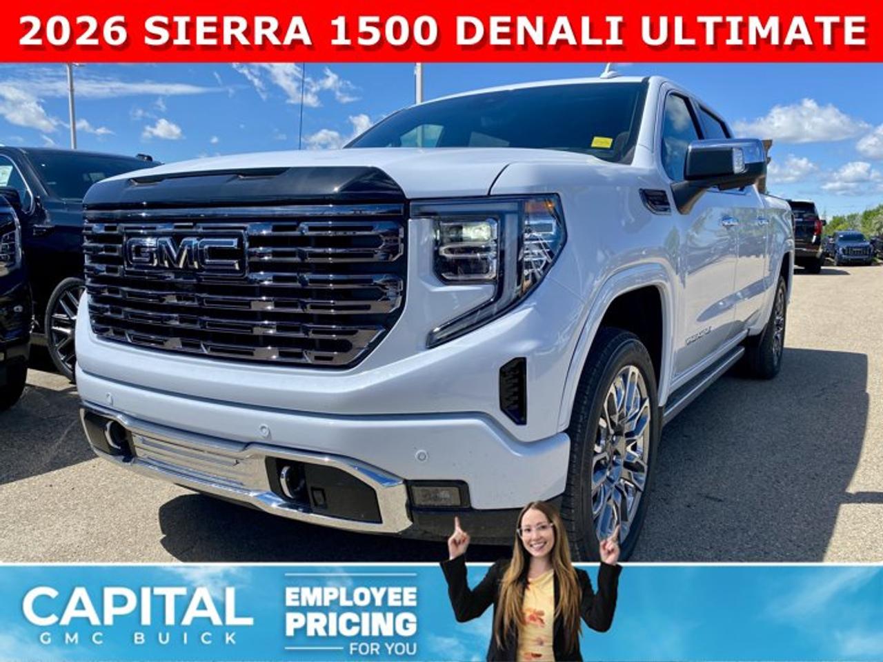 CHECK OUT THIS 2026 Limited Production DENALI ULTIMATE Sierra 1500 with the 6.2L Engine. Equipped with 16-way power front seats including MASSAGE feature, Handsfree Super Cruise, Bose Premium Stereo, the EXCLUSIVE Luxury Alpine Umber Interior, 22 Aluminum, Midnight with Chrome Inserts wheels, Body Color Arch Moldings, power-retractable assist steps with perimeter lighting, Power sunroof, Advanced Technology package, adaptive cruise, Floor Liners, rear camera mirror, heads-up display, VADER CHROME and much much more!Ask for the Internet Department for more information or book your test drive today! Text 507-585-4395 for fast answers at your fingertips!AMVIC Licensed Dealer - Licence Number B1044900Disclaimer: All prices are plus GST and include all cash credits and loyalties. See dealer for details. AMVIC Licensed Dealer # B1044900
