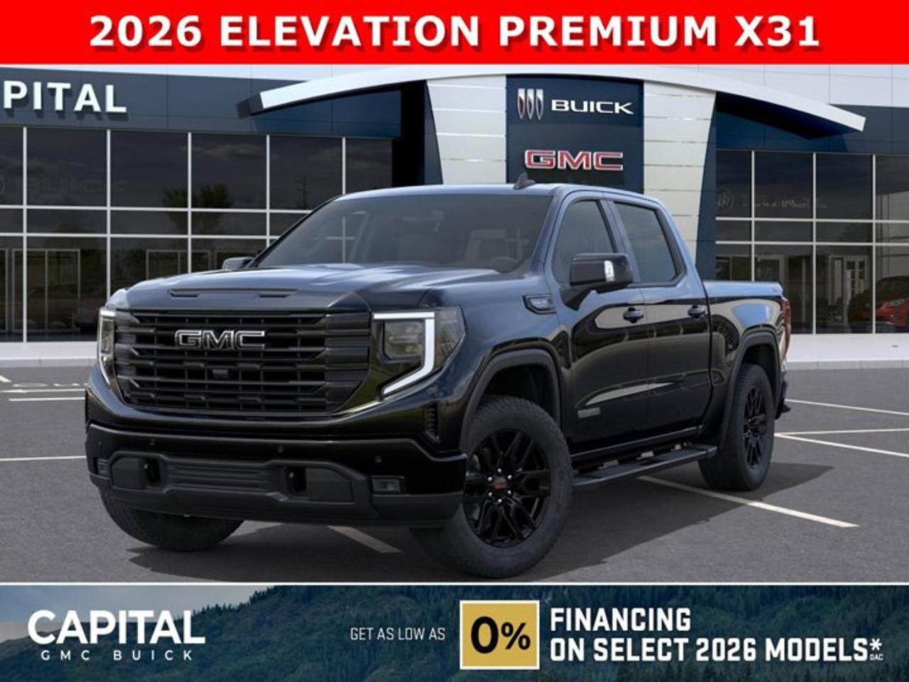 Take a look at this 2026 GMC SIERRA 1500 Elevation Premium Package... Fully Equipped with Power Sunroof, BLACK PACKAGE, Heated Leather BUCKET Seats, X31 OFF-ROAD Package, ALL-WEATHER FLOOR MATS, Heated Steering, Adaptive Cruise Control, Dual Exhaust, 360 CAM, 6 Assist Steps, Black Emblems, MultiPro Tailgate, Integrated Brake Controller, Wireless Charger, Blind Zone monitoring, and so much more!Ask for the Internet Department for more information or book your test drive today! Text 825-445-0521 for fast answers at your fingertips!AMVIC Licensed Dealer - Licence Number B1044900Disclaimer: All prices are plus GST and include all cash credits and loyalties. See dealer for details. AMVIC Licensed Dealer # B1044900