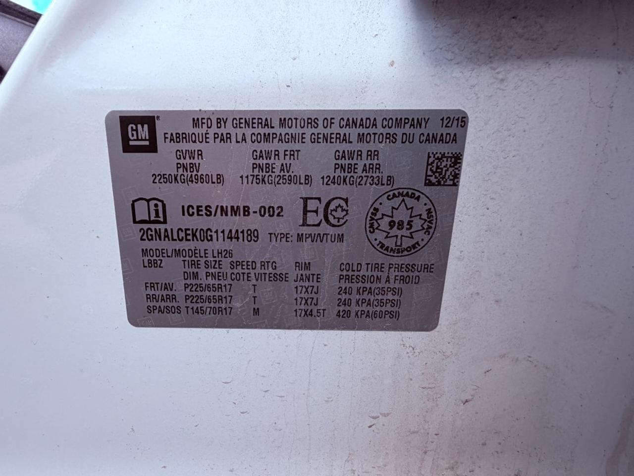 2016 Chevrolet Equinox LT Front-wheel Drive Automatic Photo