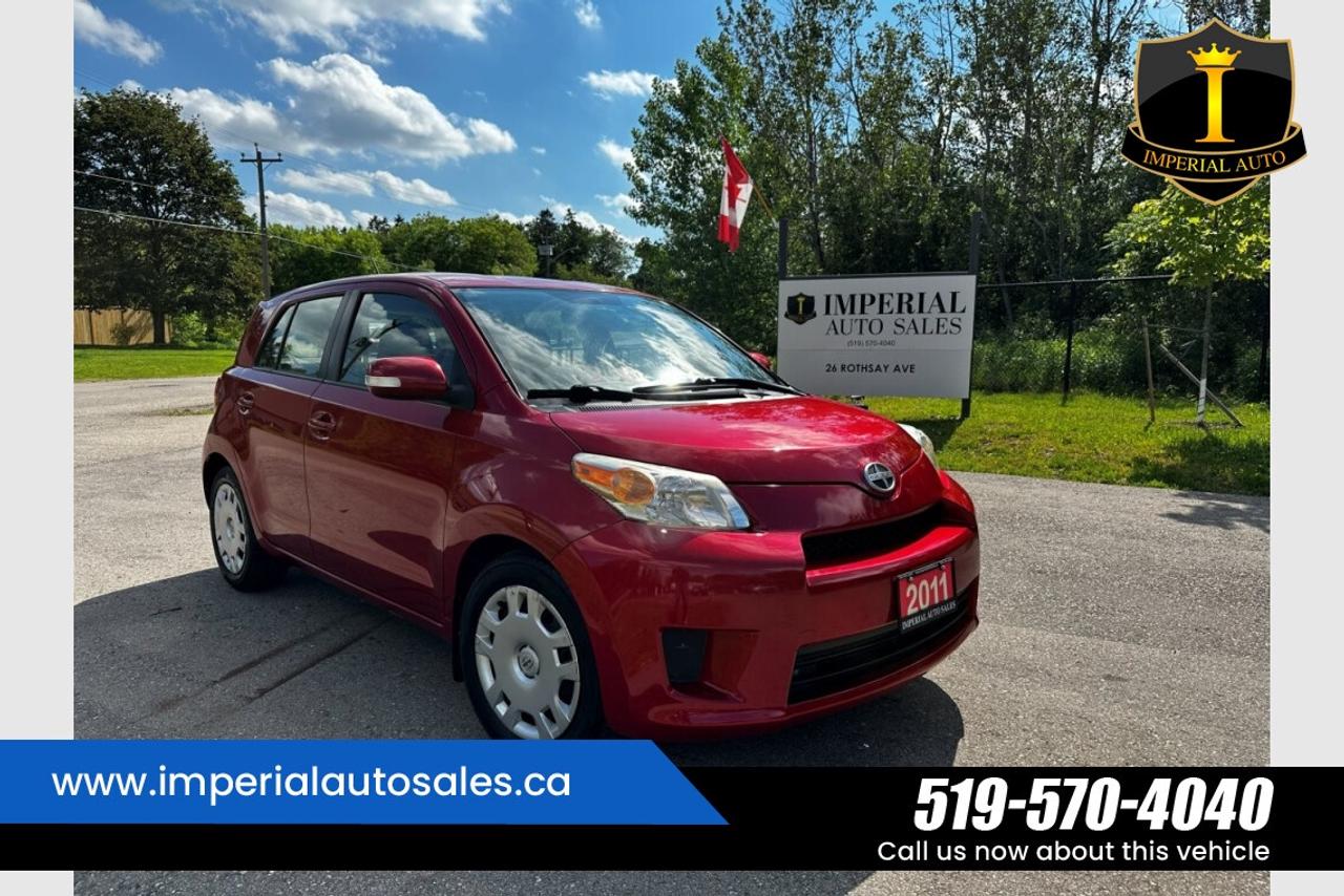 ONE OWNER* 1.8Lit., FRONT-WHEEL DRIVE*TOYOTA MAINTAINED======================================================== <br/> 2011 SCION XD 1.8Lit. 4-CYLINDER DOHC POWERFUL, RELIABLE AND FUEL-EFFICIENT ENGINE. AUTOMATIC TRANSMISSION AND FRONT-WHEEL DRIVE. BUILT IN JAPAN AND KNOWN FOR ITS DURABILITY PRACTICALITY AND LOW MAINTENANCE COSTS. FEATURES INCLUDE, AUTOMATIC TRANSMISSION, AIR CONDITIONING, POWER WINDOWS, POWER DOOR LOCKS, CRUISE CONTROL, BLUETOOTH CONNECTIVITY, SPACIOUS HATCHBACK DESIGN, THIS VEHICLE IS A ONE-OWNER WITH LOW KILOMETERS AND TOYOTA MAINTAINED ONTARIO HISTORY. <br/> = = = = = = = = = = = = = = = = = = = = = = = = = = = = = = = = <br/> # THIS VEHICLE CAN BE CERTIFIED FOR AN ADDITIONAL COST OF $995, WHICH INCLUDES A FULL INSPECTION AND NECESSARY REQUIREMENTS TO MEET CERTIFICATION STANDARDS. <br/> = = = = = = = = = = = = = = = = = = = = = = = = = = = = = = = = <br/> IMPERIAL AUTO SALES <br/> 26 Rothsay Ave. <br/> Kitchener, ON. N2B 3A3 <br/> Contact: @ 5 1 9  5 7 0  4 0 4 0 <br/> w w w . I m p e r i a l a u t o s a l e s . c a <br/> <br/> <br/> Warranty: <br/> <br/> *12 MONTH OR 12,000 KILOMETERS (THIRD PARTY) POWERTRAIN WARRANTY IS INCLUDED IN THE PRICE. POWERTRAIN COVERS: ENGINE, TRANSMISSION, TRANSAXLE/DIFFRENTIAL, COVERED UP TO $100 PER CLAIM WITH $250 DEDUCTIBLE. $39.00 ACTIVATION WILLL APPLY. <br/> <br/> Imperial Auto Sales would like to extend our sincere thanks to all our valued customers from Aurora, Amherst burg, Lamington, Milton, Essex, Belle River, St. Clair Beach, Chatham, Toronto, Ottawa, Mississauga, Brampton, all GTA. Hamilton, London, Markham, Vaughn, Kitchener, Richmond Hill, Burlington, Sudbury, Scarborough, Oshawa, Barrie, St. Catharines, Guelph, Cambridge, Kingston, Thunder Bay, Waterloo, Brantford, Pickering, Niagara Falls, Peterborough, Sault Ste. Windsor and Essex County, La Salle, Tecumseh , Marie, Sarnia, North Bay, Belleville, Timmins, Woodstock, St. Thomas, Stratford, Orillia, Owen Sound, Oshawa, Oakville, Parry Sound, Whitby and all surroundings area. <br/> <br/>
