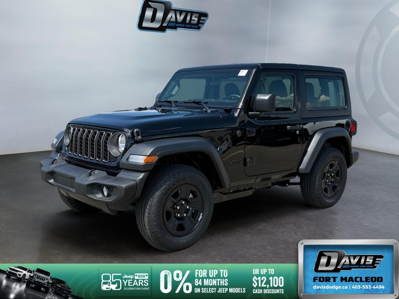 <p>Introducing the new 2026 Jeep Wrangler Sport, available in a striking black exterior with a rugged 4x4 drive, perfect for adventurous handling.</p><p><strong>Exterior Features:</strong></p><ul><li>Black Freedom Top 3-Piece Hardtop</li><li>Stylish black finish</li></ul><p><strong>Interior Features:</strong></p><ul><li>Comfortable gray interior</li><li>Power windows and air conditioning</li><li>Keyless entry and cruise control for convenience</li></ul><p><strong>Technology & Safety Features:</strong></p><ul><li>Backup camera for improved safety</li><li>Bluetooth connection and smart device integration</li><li>Wi-Fi hotspot for staying connected on the road</li><li>Modern features like satellite radio</li></ul><p>This SUV is ideal for thrill-seekers who love to explore the great outdoors without compromising on style and comfort. Experience the ultimate driving pleasure by reaching out to Davis Dodge Fort Macleod for more information.</p>
