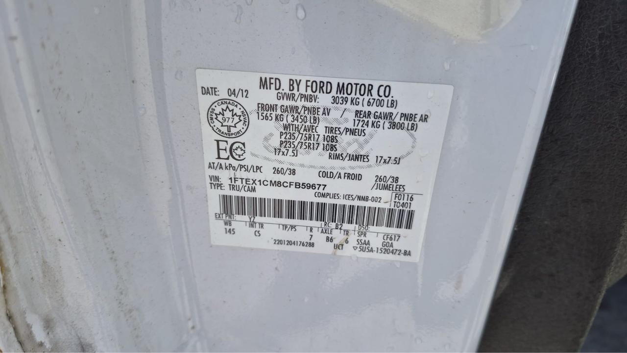 2012 Ford F-150 XL, TOPPER, RACK, WORK TRUCK, RUNS WELL, AS IS Photo