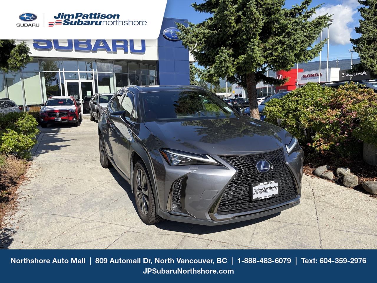 2021 Lexus UX 250h F SPORT Series 2  Luxury, Efficiency & Sport-Inspired Performance

Elevate your daily drive with this 2021 Lexus UX 250h F SPORT Series 2. Combining Lexus craftsmanship, hybrid efficiency, and bold F SPORT styling, this premium compact SUV offers the perfect balance of luxury, technology, and athletic performance.

Powered by a 2.0L Lexus Hybrid Drive system paired with an Electronically Controlled Continuously Variable Transmission (eCVT) and All-Wheel Drive, the UX 250h delivers exceptional fuel efficiency without compromising smooth, confident performance. Whether youre navigating city streets or heading out on a weekend escape, youll appreciate the refined ride and legendary Lexus reliability.

Inside, the F SPORT Series 2 surrounds you with premium materials and driver-focused design. From its sport-inspired seating to its advanced technology, every detail has been crafted to make every journey more enjoyable.

F SPORT Series 2 Features Include:

2.0L Lexus Hybrid Drive
Electronic On-Demand All-Wheel Drive
F SPORT Exterior & Interior Styling
Leather-Trimmed F SPORT Seats
Heated & Ventilated Front Seats
Heated Leather-Wrapped Steering Wheel
Power Moonroof
Power Drivers Seat with Memory
Lexus Premium Audio System
Apple CarPlay&reg; & Android Auto
Dual-Zone Automatic Climate Control
Blind Spot Monitor with Rear Cross Traffic Alert
Lexus Safety System+ 2.0
Adaptive Cruise Control
Lane Tracing Assist & Pre-Collision System
Backup Camera
LED Headlights & Taillights
F SPORT Alloy Wheels

With its striking design, luxurious interior, advanced safety features, and outstanding hybrid fuel economy, the 2021 Lexus UX 250h F SPORT Series 2 is an exceptional choice for drivers seeking premium comfort with everyday practicality.

Visit JP Subaru Northshore today and experience the perfect blend of luxury, efficiency, and sporty performance. Book your test drive and see why Lexus continues to set the standard for premium compact SUVs.


Call 1-888-435-8560! Jim Pattison Subaru Northshore sells & services new & used Subaru vehicles throughout the Lower Mainland. Financing available OAC

Price includes documentation fee ($595) and VSA transaction levy ($10). Finance placement fee ($495) if applicable, GST and PST are additional. D#40224